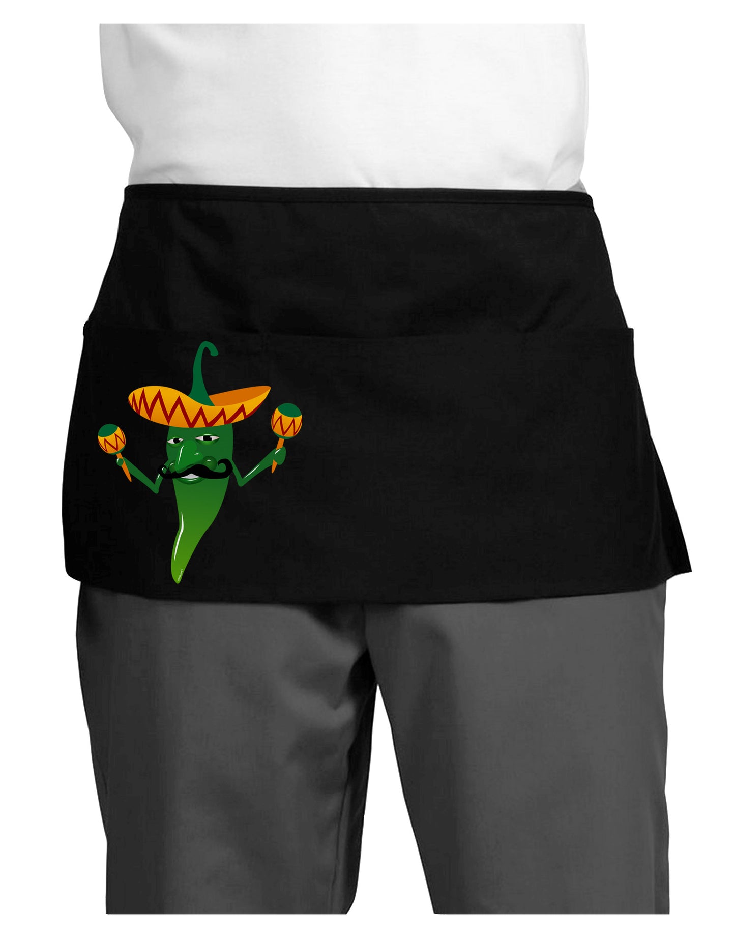 Green Hot Mexican Chili Pepper Dark Adult Mini Waist Apron, Server Apron-Mini Waist Apron-TooLoud-Black-One-Size-Davson Sales