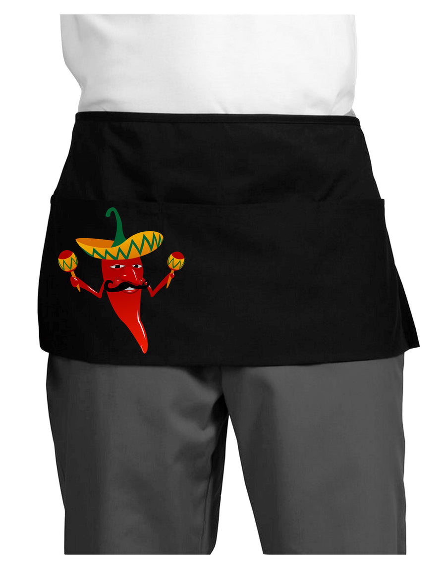 Red Hot Mexican Chili Pepper Dark Adult Mini Waist Apron, Server Apron-Mini Waist Apron-TooLoud-Black-One-Size-Davson Sales