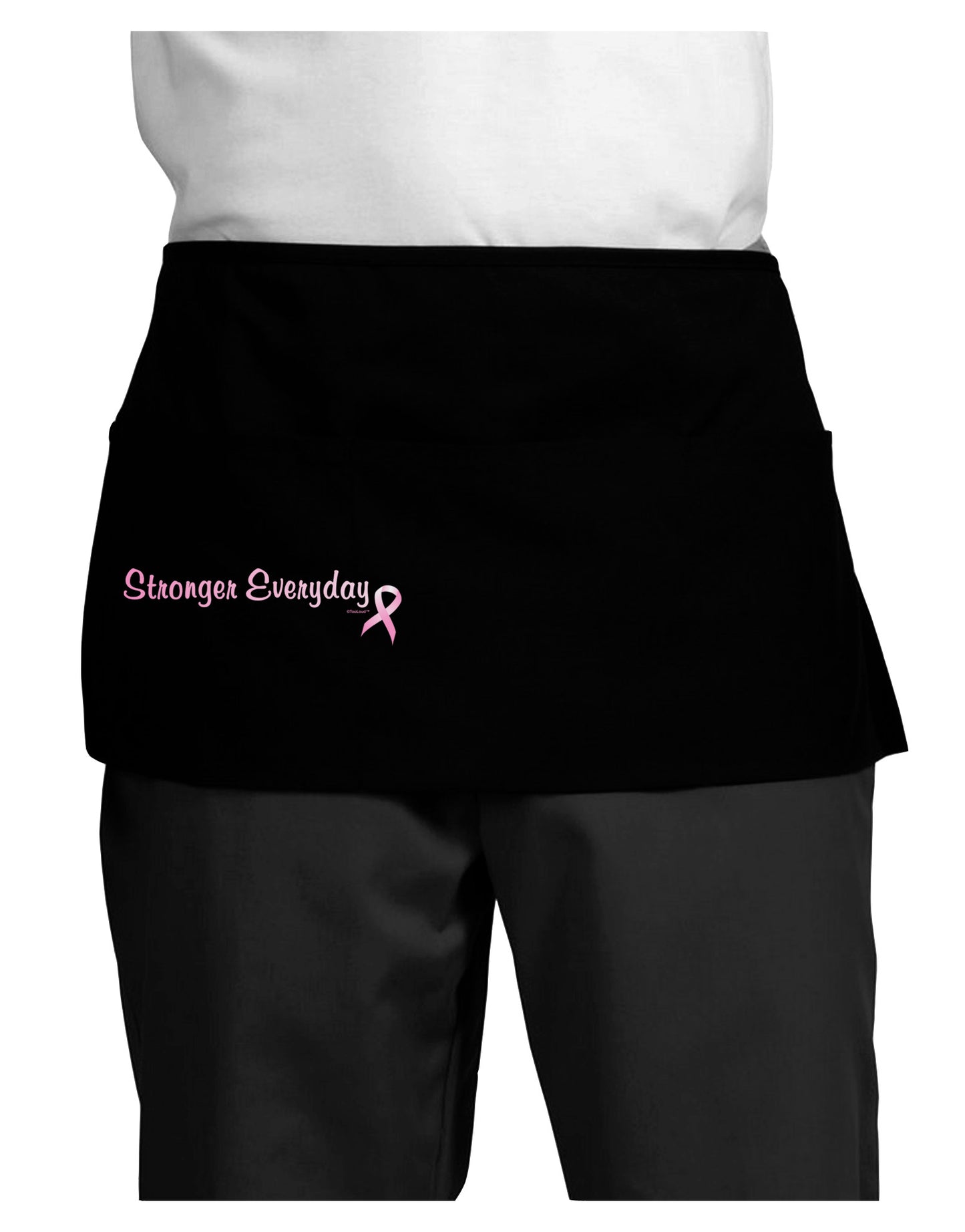 Stronger Everyday Breast Cancer Awareness Ribbon Dark Adult Mini Waist Apron, Server Apron-Mini Waist Apron-TooLoud-Black-One-Size-Davson Sales