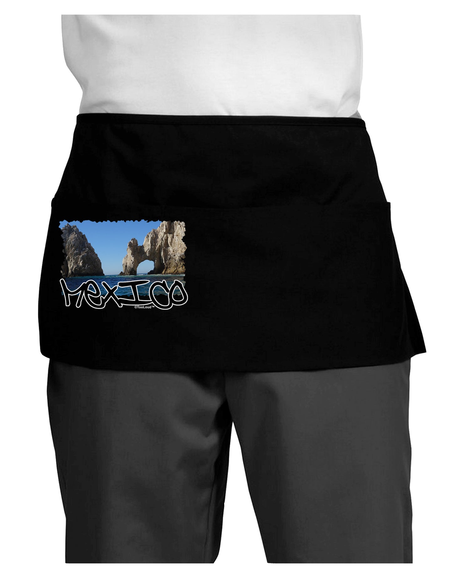Mexico - Islands Cut-out Dark Adult Mini Waist Apron, Server Apron-Mini Waist Apron-TooLoud-Black-One-Size-Davson Sales
