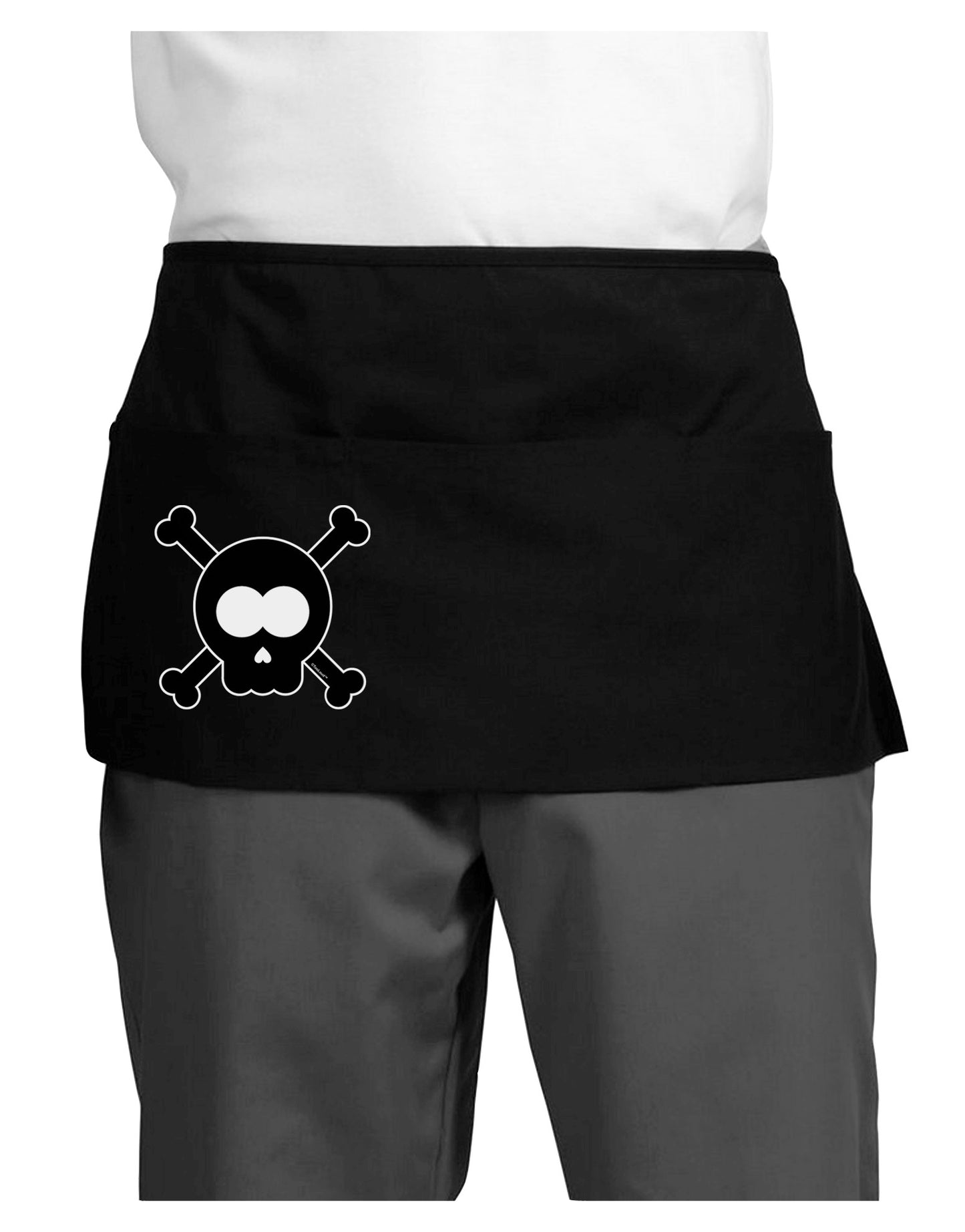 Black Skull and Crossbones Dark Adult Mini Waist Apron, Server Apron-Mini Waist Apron-TooLoud-Black-One-Size-Davson Sales