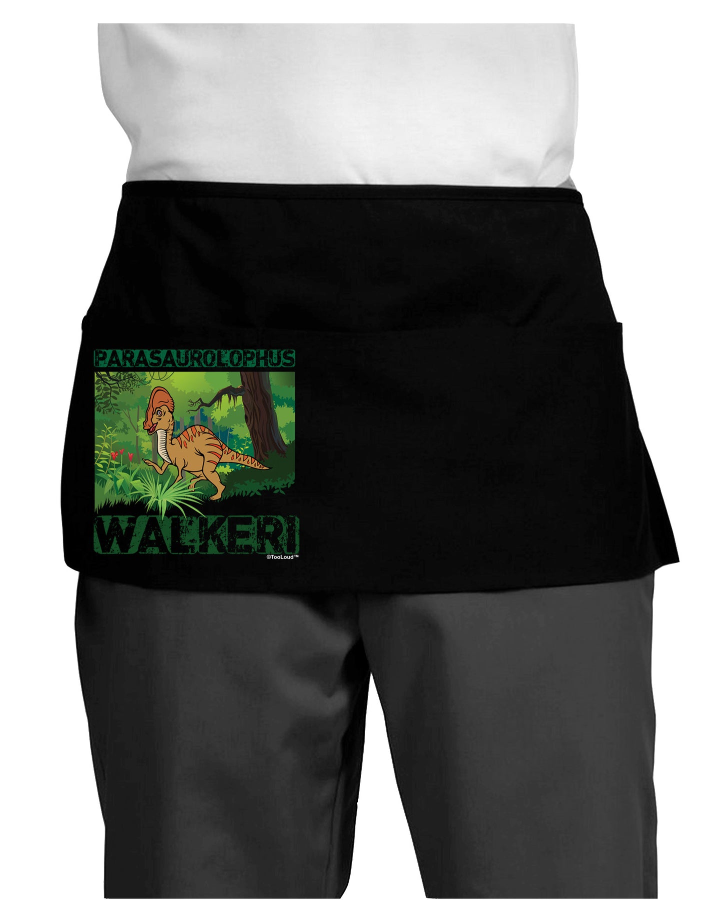 Parasaurolophus Walkeri - With Name Dark Adult Mini Waist Apron, Server Apron-Mini Waist Apron-TooLoud-Black-One-Size-Davson Sales