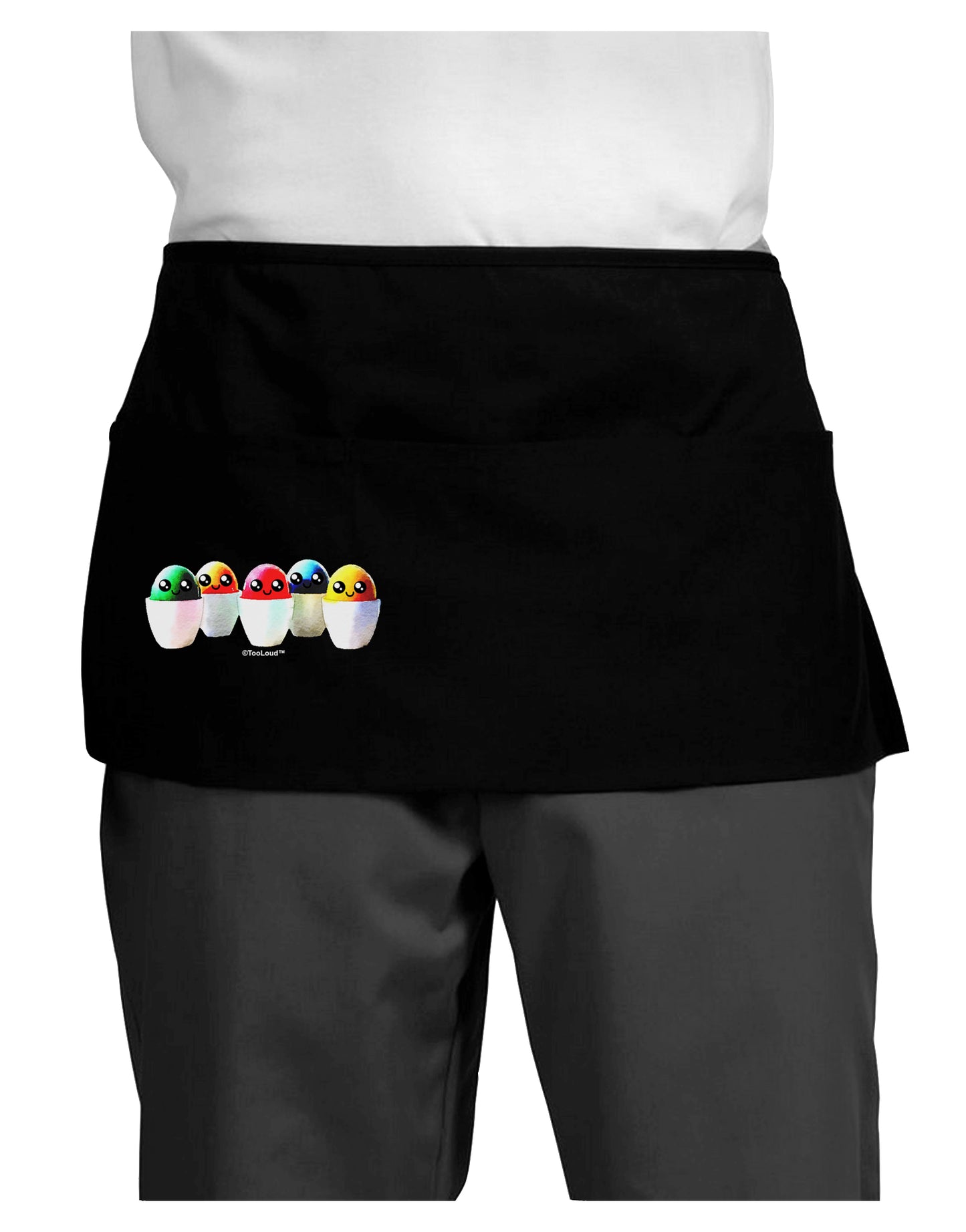 Kawaii Easter Eggs - No Text Dark Adult Mini Waist Apron, Server Apron by TooLoud-Mini Waist Apron-TooLoud-Black-One-Size-Davson Sales