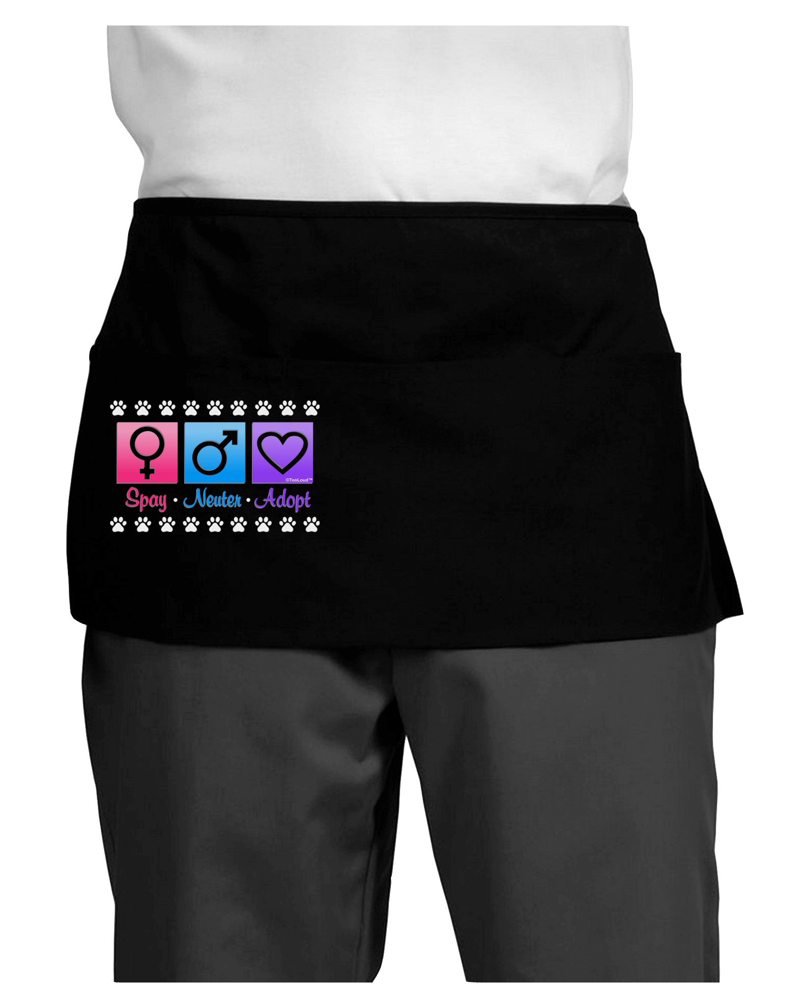 Spay Neuter Adopt Dark Adult Mini Waist Apron, Server Apron-Mini Waist Apron-TooLoud-Black-One-Size-Davson Sales