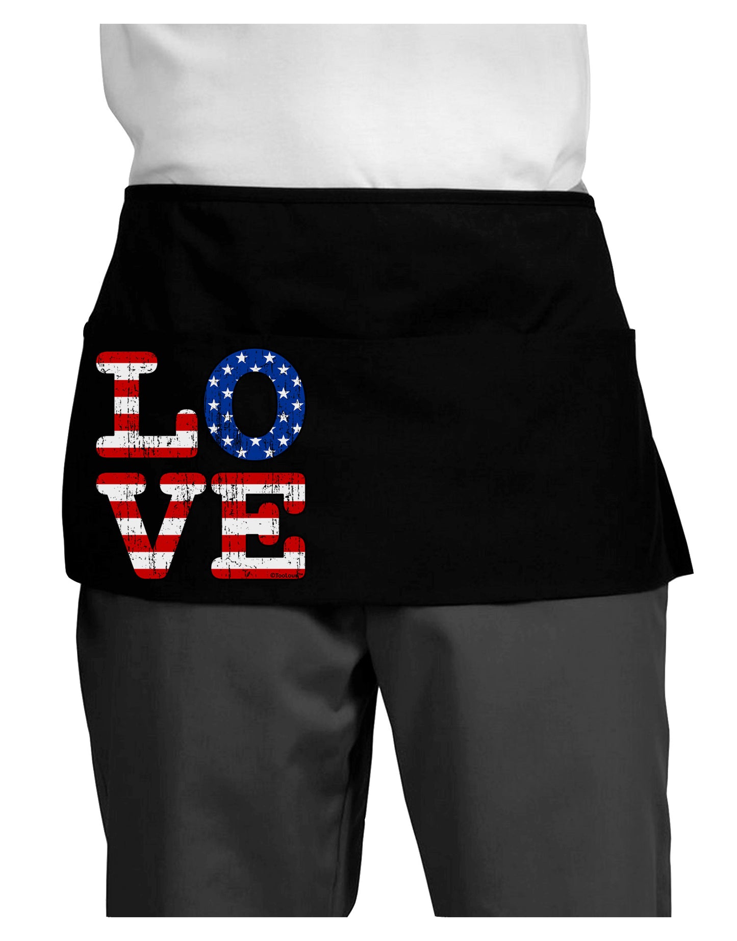 American Love Design - Distressed Dark Adult Mini Waist Apron, Server Apron by TooLoud-Mini Waist Apron-TooLoud-Black-One-Size-Davson Sales
