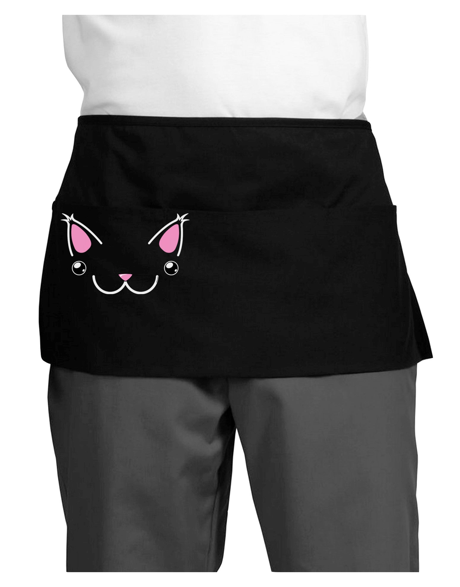 Kyu-T Ears - Kawa the Cute Critter Dark Adult Mini Waist Apron, Server Apron-Mini Waist Apron-TooLoud-Black-One-Size-Davson Sales