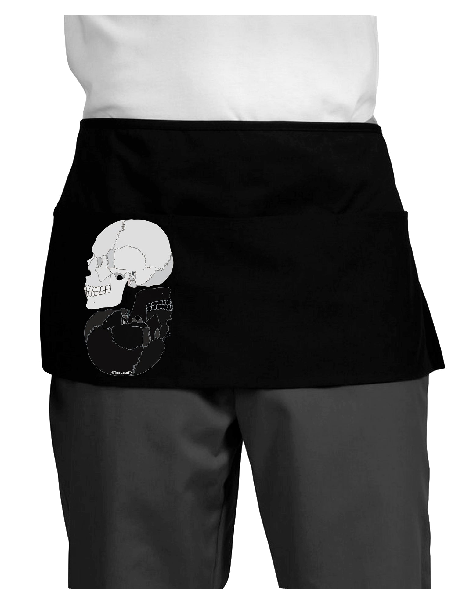 White And Black Inverted Skulls Dark Adult Mini Waist Apron, Server Apron by TooLoud-Mini Waist Apron-TooLoud-Black-One-Size-Davson Sales