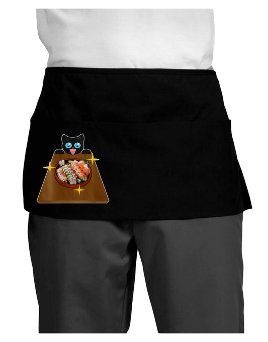 Anime Cat Loves Sushi Dark Adult Mini Waist Apron, Server Apron by TooLoud-Mini Waist Apron-TooLoud-Black-One-Size-Davson Sales