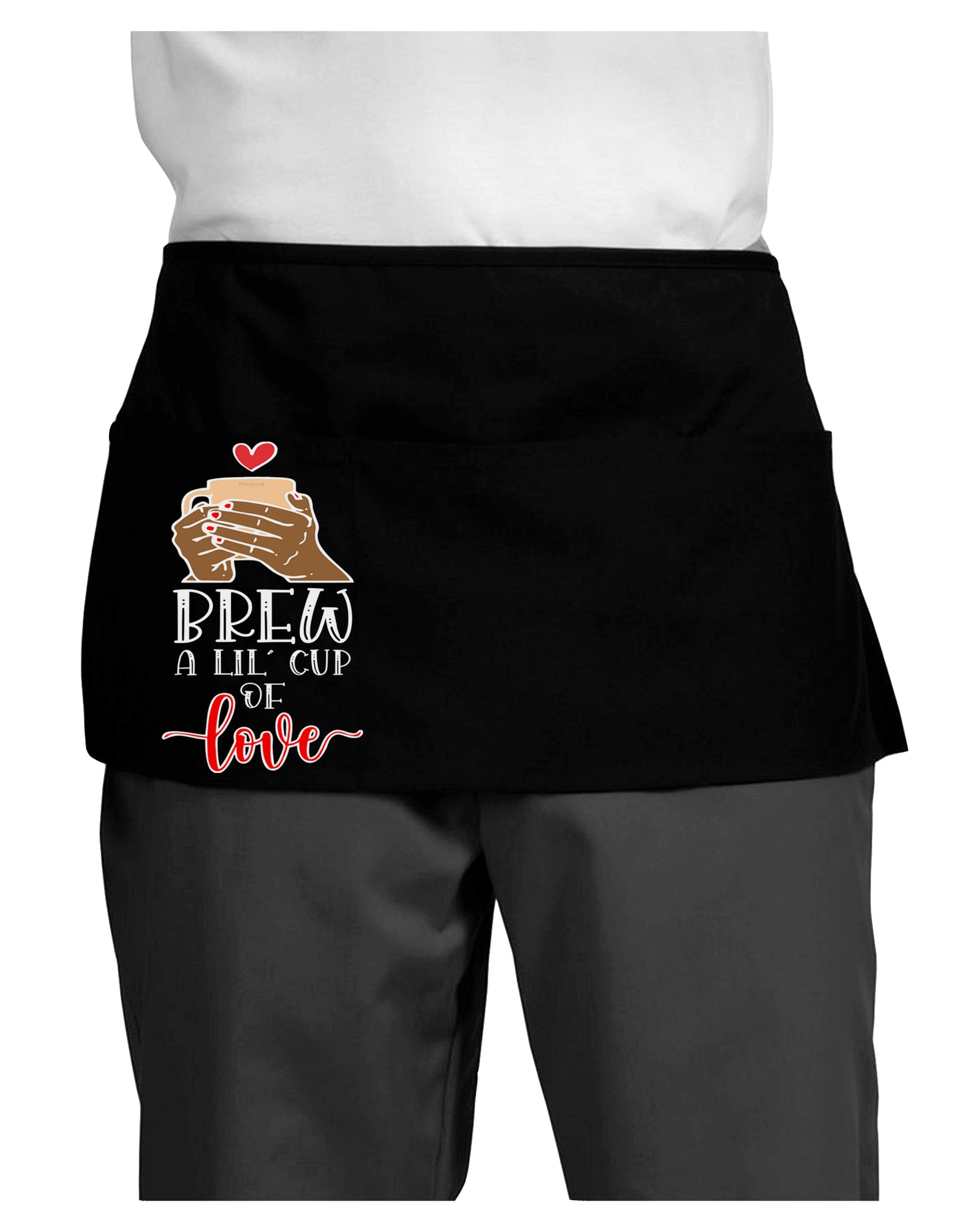 Brew a lil cup of love dark Dark Adult Mini Waist Apron-Aprons - Waist-TooLoud-Black-One-Size-Davson Sales