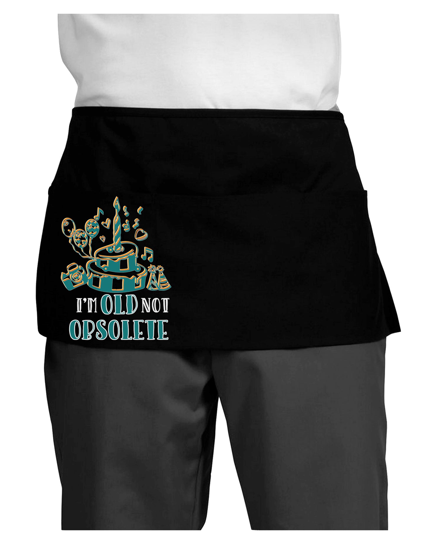 Im Old Not Obsolete Dark Dark Adult Mini Waist Apron-Aprons - Waist-TooLoud-Black-One-Size-Davson Sales