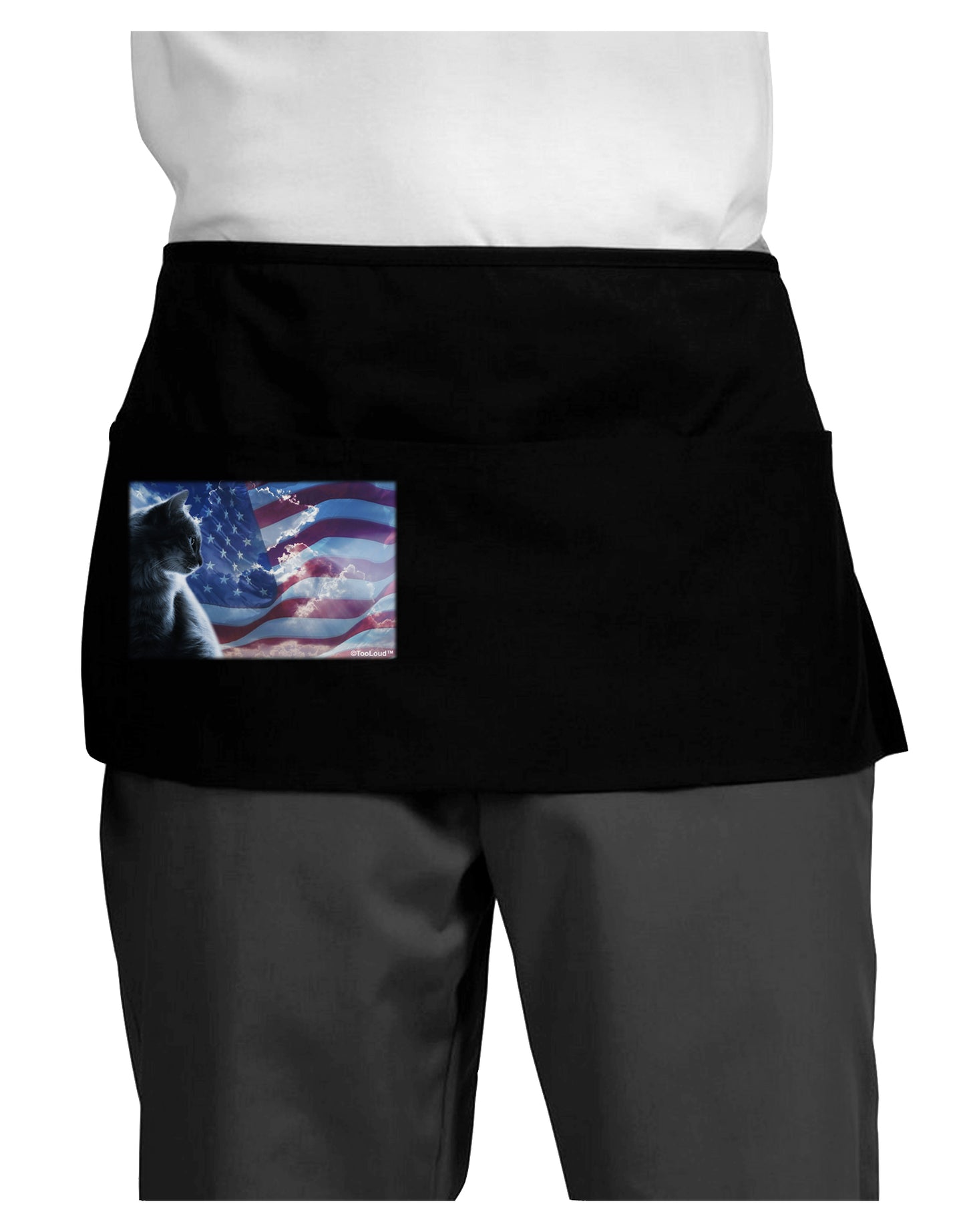 All American Cat Dark Adult Mini Waist Apron, Server Apron by TooLoud-Mini Waist Apron-TooLoud-Black-One-Size-Davson Sales