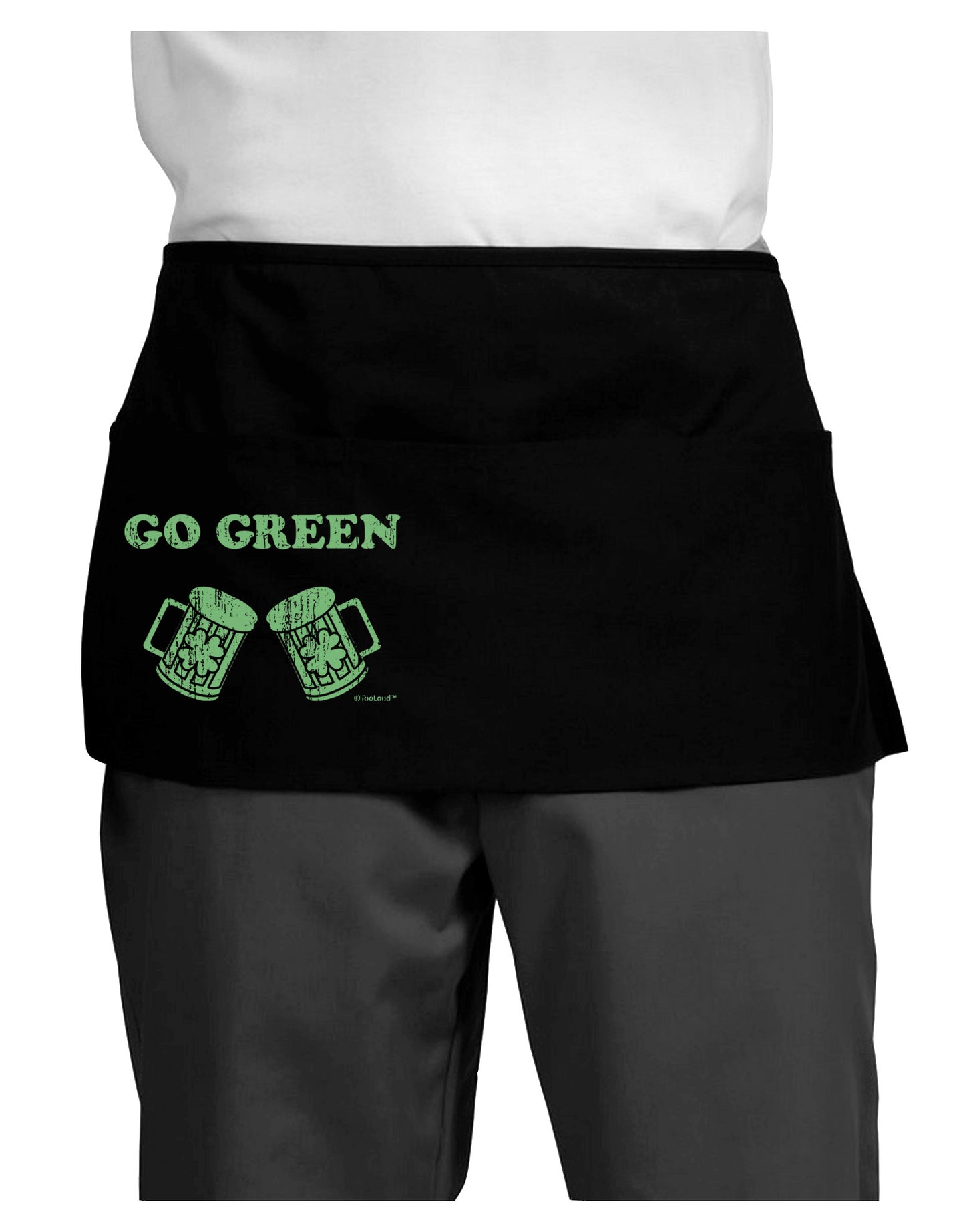 Go Green - St. Patrick's Day Green Beer Dark Adult Mini Waist Apron, Server Apron by TooLoud-Mini Waist Apron-TooLoud-Black-One-Size-Davson Sales