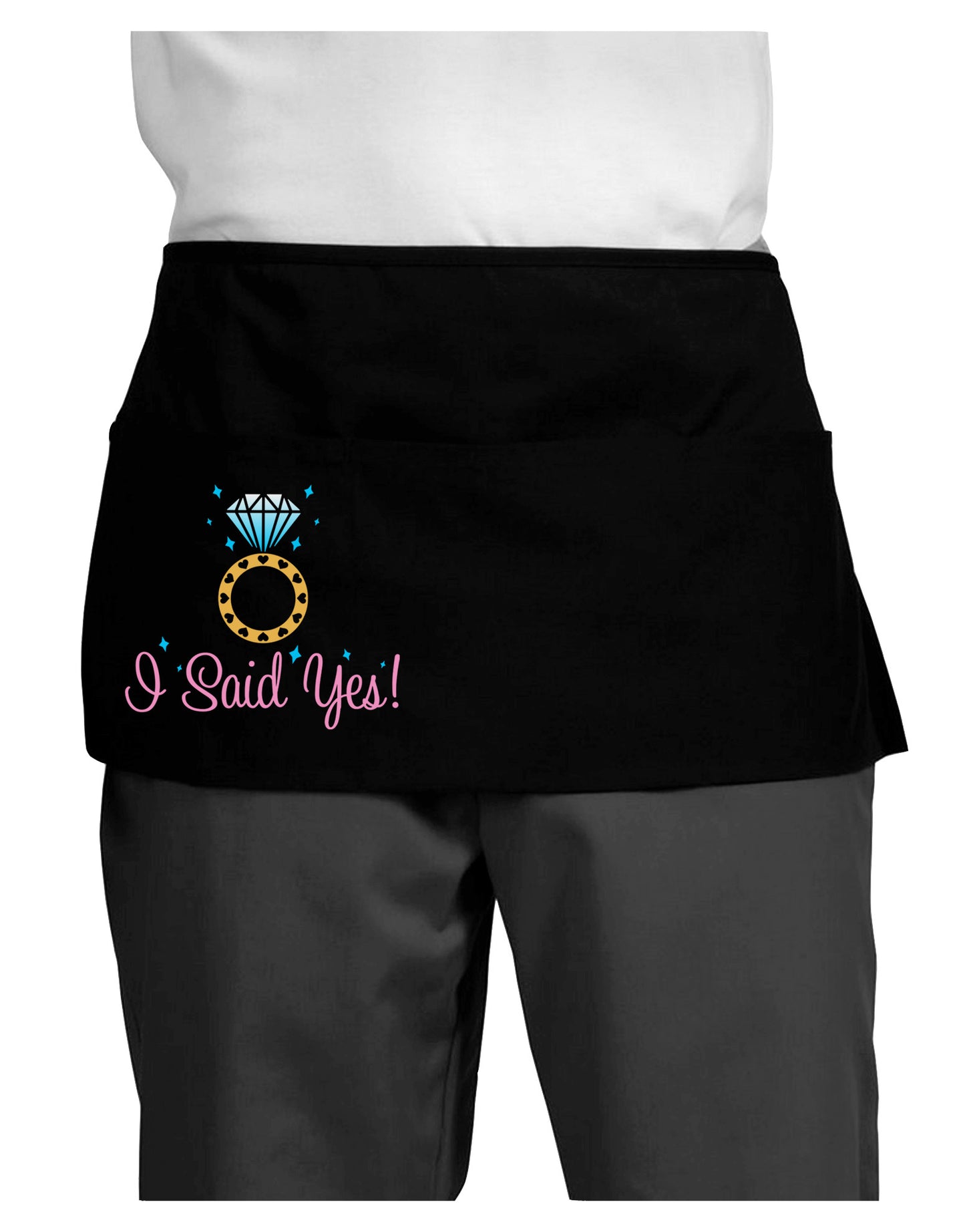 I Said Yes - Diamond Ring - Color Dark Adult Mini Waist Apron, Server Apron-Mini Waist Apron-TooLoud-Black-One-Size-Davson Sales