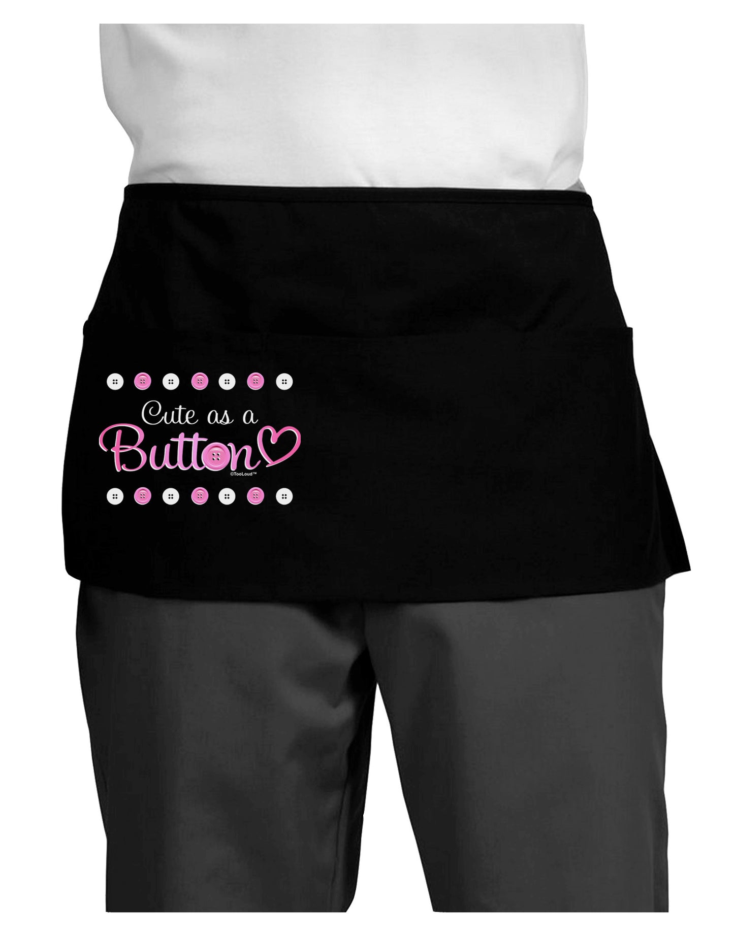 Cute As A Button Dark Adult Mini Waist Apron, Server Apron-Mini Waist Apron-TooLoud-Black-One-Size-Davson Sales