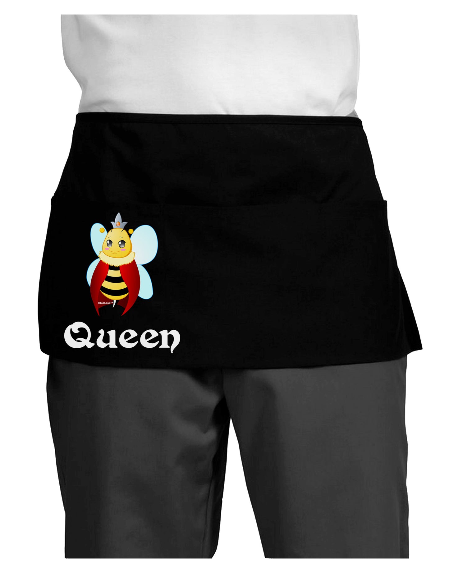 Queen Bee Text 2 Dark Adult Mini Waist Apron, Server Apron-Mini Waist Apron-TooLoud-Black-One-Size-Davson Sales