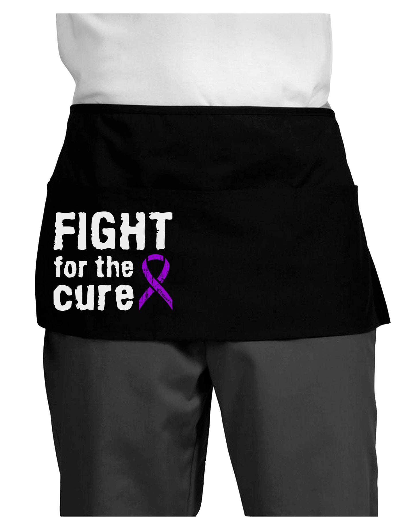 Fight for the Cure - Purple Ribbon Crohn’s Disease Dark Adult Mini Waist Apron, Server Apron-Mini Waist Apron-TooLoud-Black-One-Size-Davson Sales