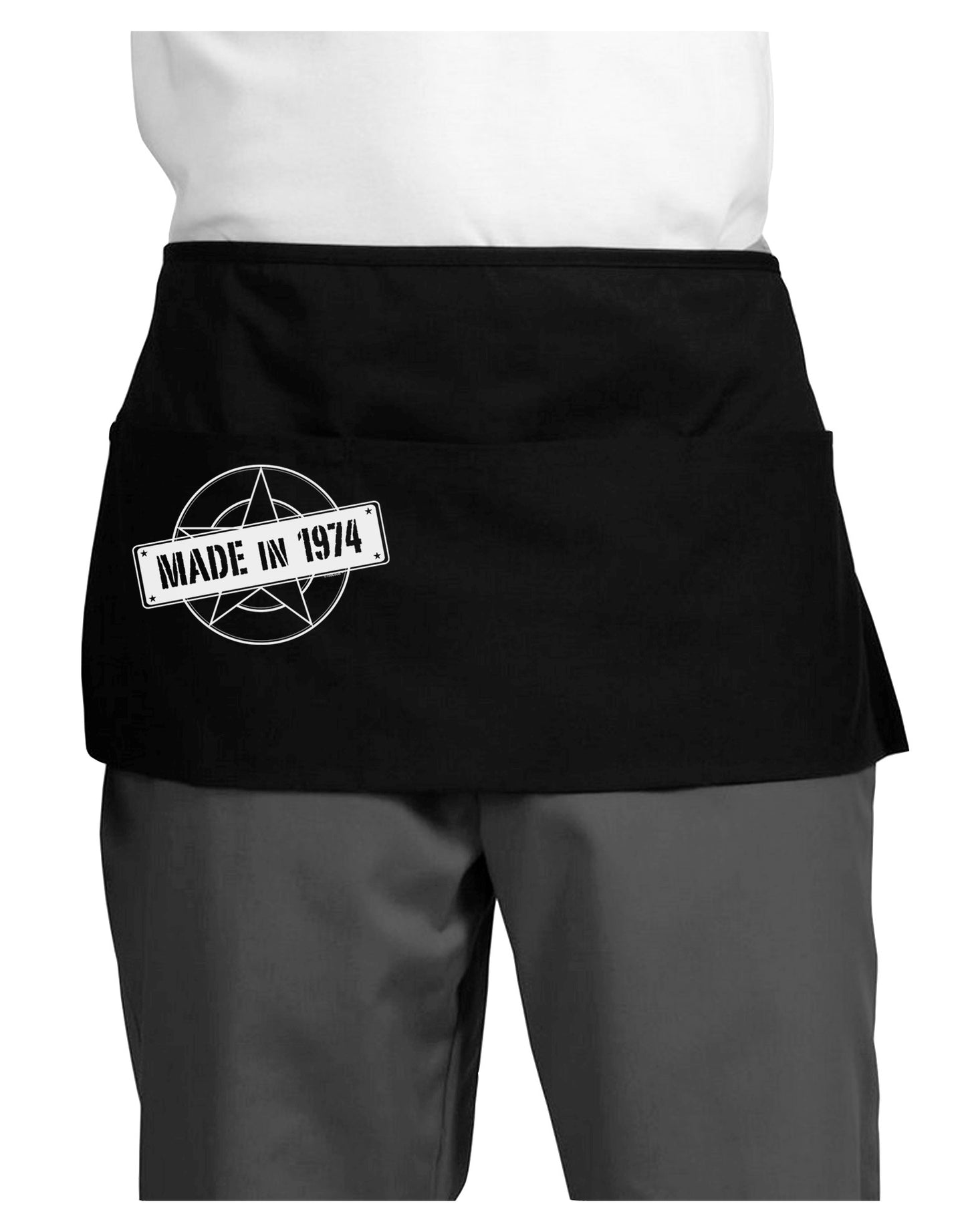 Made In Birth Year 1974 Dark Adult Mini Waist Apron, Server Apron-Mini Waist Apron-TooLoud-Black-One-Size-Davson Sales