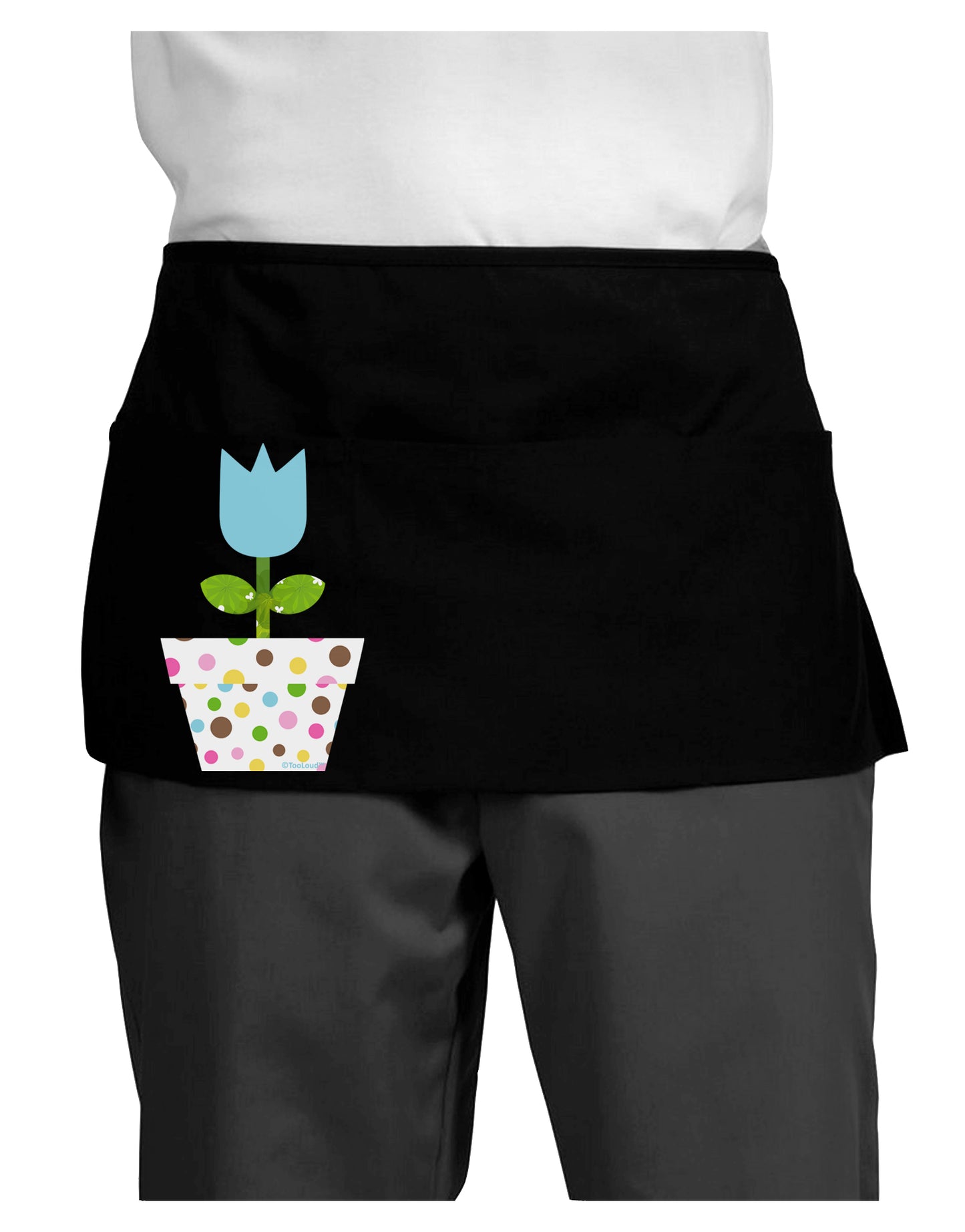 Easter Tulip Design - Blue Dark Adult Mini Waist Apron, Server Apron by TooLoud-Mini Waist Apron-TooLoud-Black-One-Size-Davson Sales