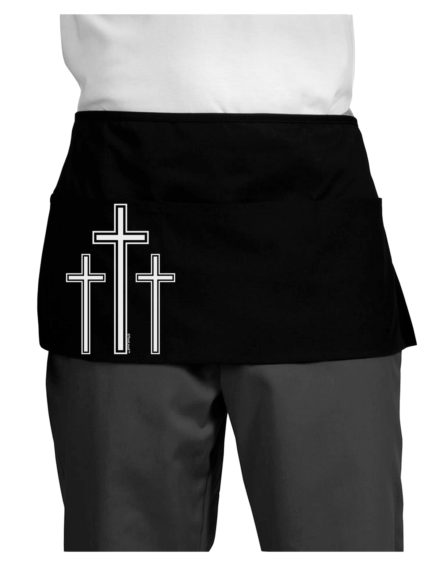 Three Cross Design - Easter Dark Adult Mini Waist Apron, Server Apron by TooLoud-Mini Waist Apron-TooLoud-Black-One-Size-Davson Sales