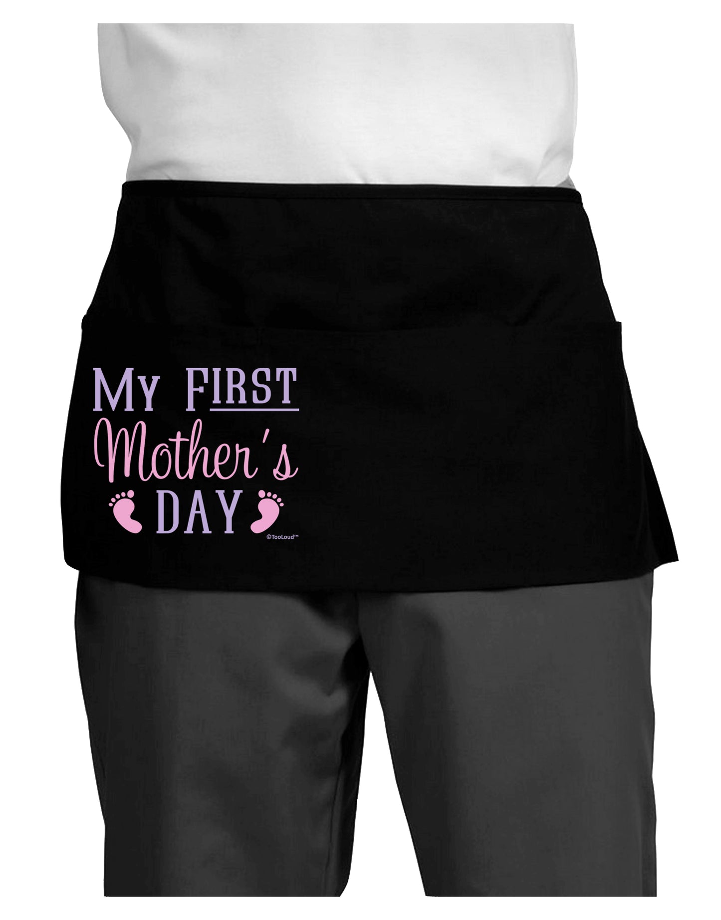 My First Mother's Day - Baby Feet - Pink Dark Adult Mini Waist Apron, Server Apron by TooLoud-Mini Waist Apron-TooLoud-Black-One-Size-Davson Sales