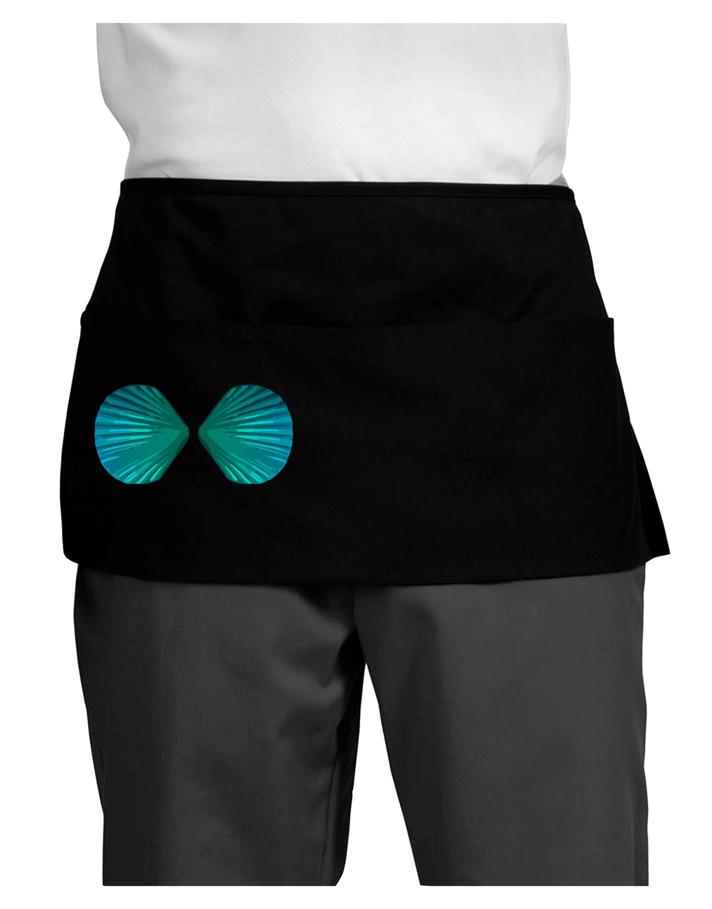 Mermaid Shell Bra Blue Dark Adult Mini Waist Apron, Server Apron by TooLoud-Mini Waist Apron-TooLoud-Black-One-Size-Davson Sales