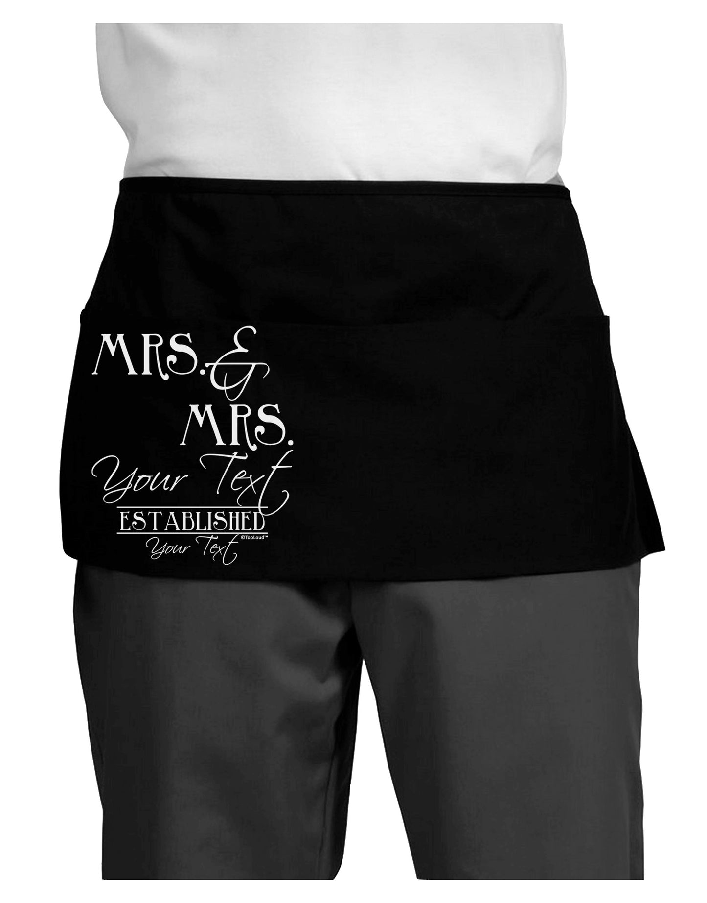 Personalized Mrs and Mrs Lesbian Wedding - Name- Established -Date- Design Dark Adult Mini Waist Apron, Server Apron-Mini Waist Apron-TooLoud-Black-One-Size-Davson Sales