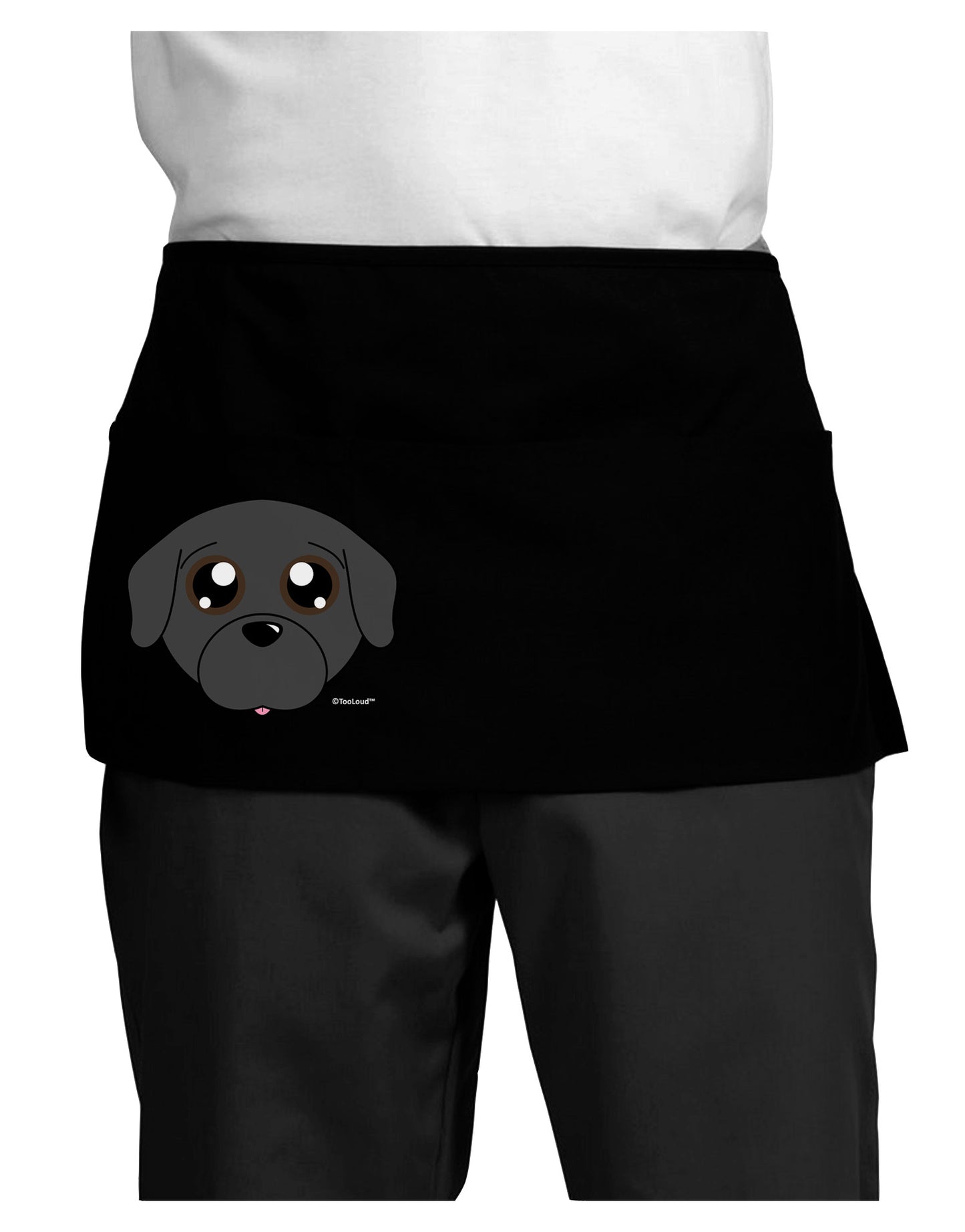 Cute Pug Dog - Black Dark Adult Mini Waist Apron, Server Apron by TooLoud-Mini Waist Apron-TooLoud-Black-One-Size-Davson Sales