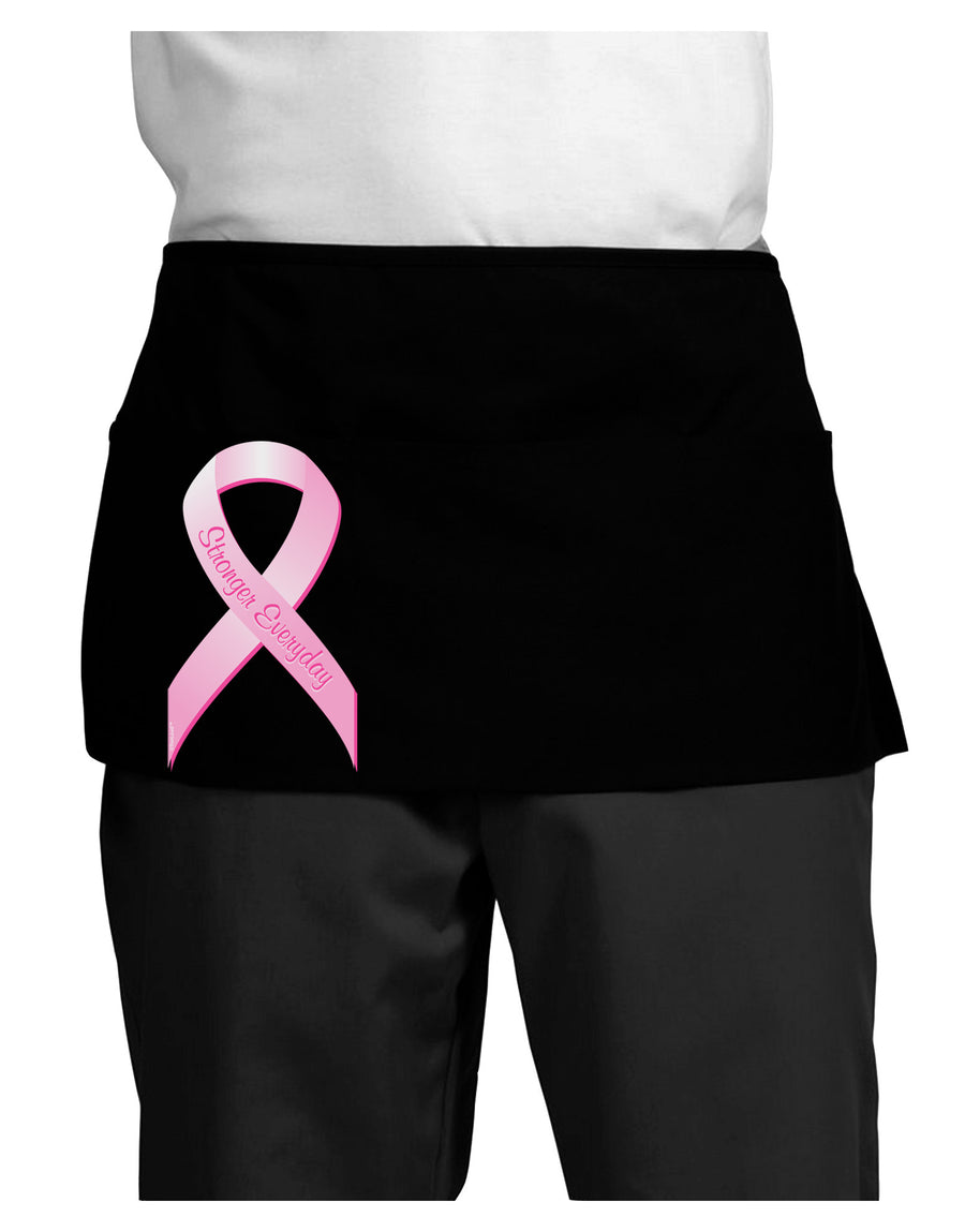 Pink Breast Cancer Awareness Ribbon - Stronger Everyday Dark Adult Mini Waist Apron, Server Apron-Mini Waist Apron-TooLoud-Black-One-Size-Davson Sales