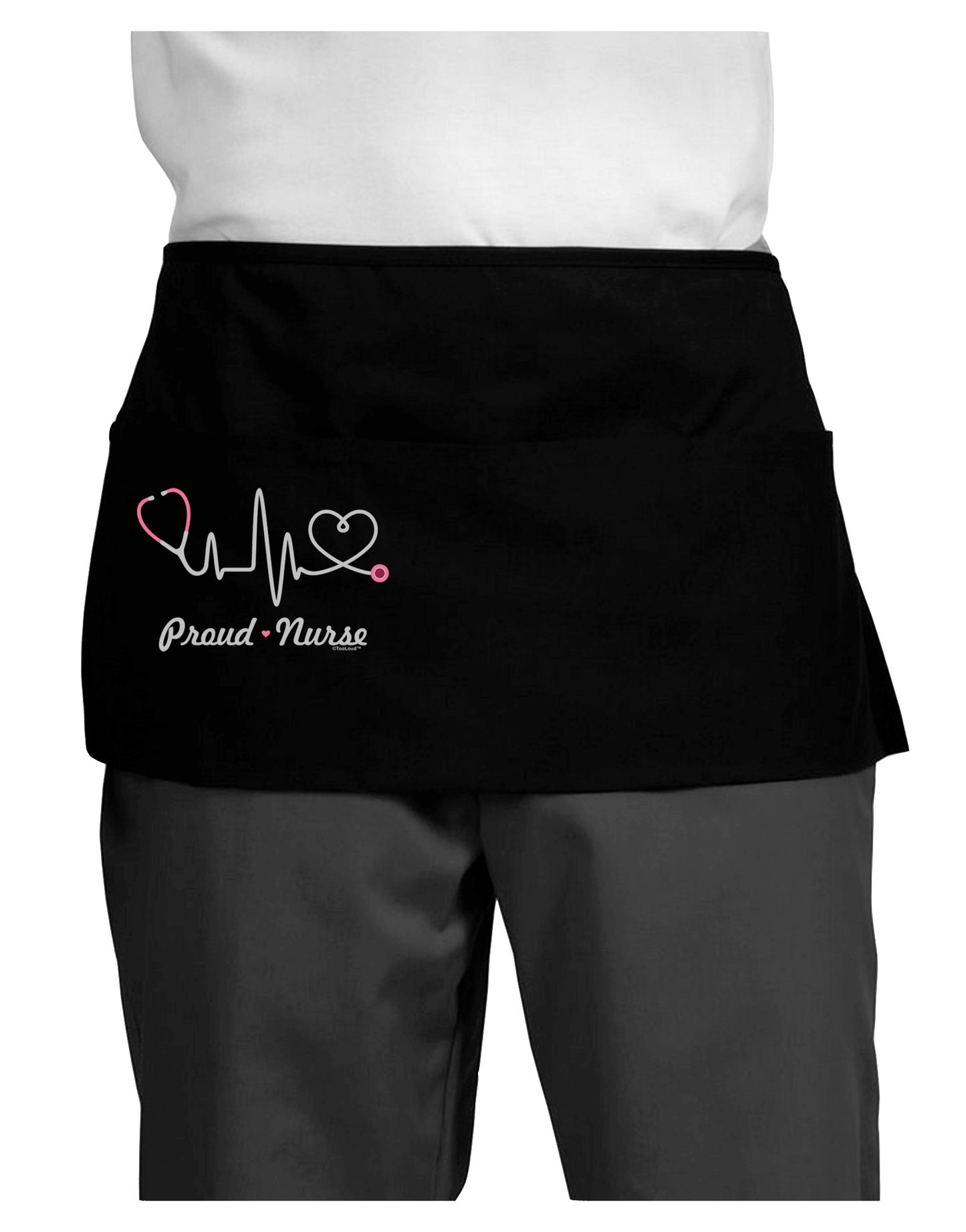 Stethoscope Heartbeat Text Dark Adult Mini Waist Apron, Server Apron-Mini Waist Apron-TooLoud-Black-One-Size-Davson Sales