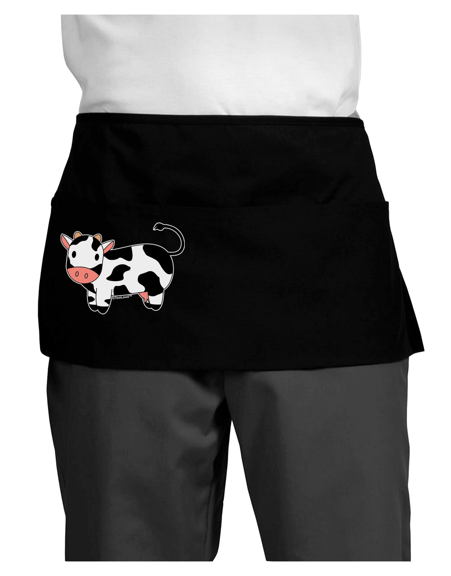 Cute Cow Dark Adult Mini Waist Apron, Server Apron-Mini Waist Apron-TooLoud-Black-One-Size-Davson Sales