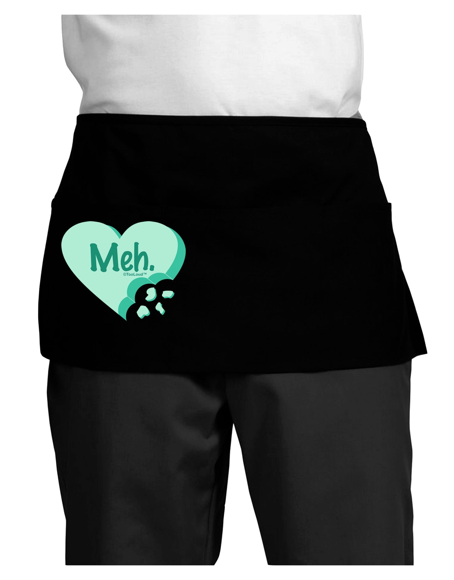 Meh Candy Heart Green - Valentines Day Dark Adult Mini Waist Apron, Server Apron by TooLoud-Mini Waist Apron-TooLoud-Black-One-Size-Davson Sales