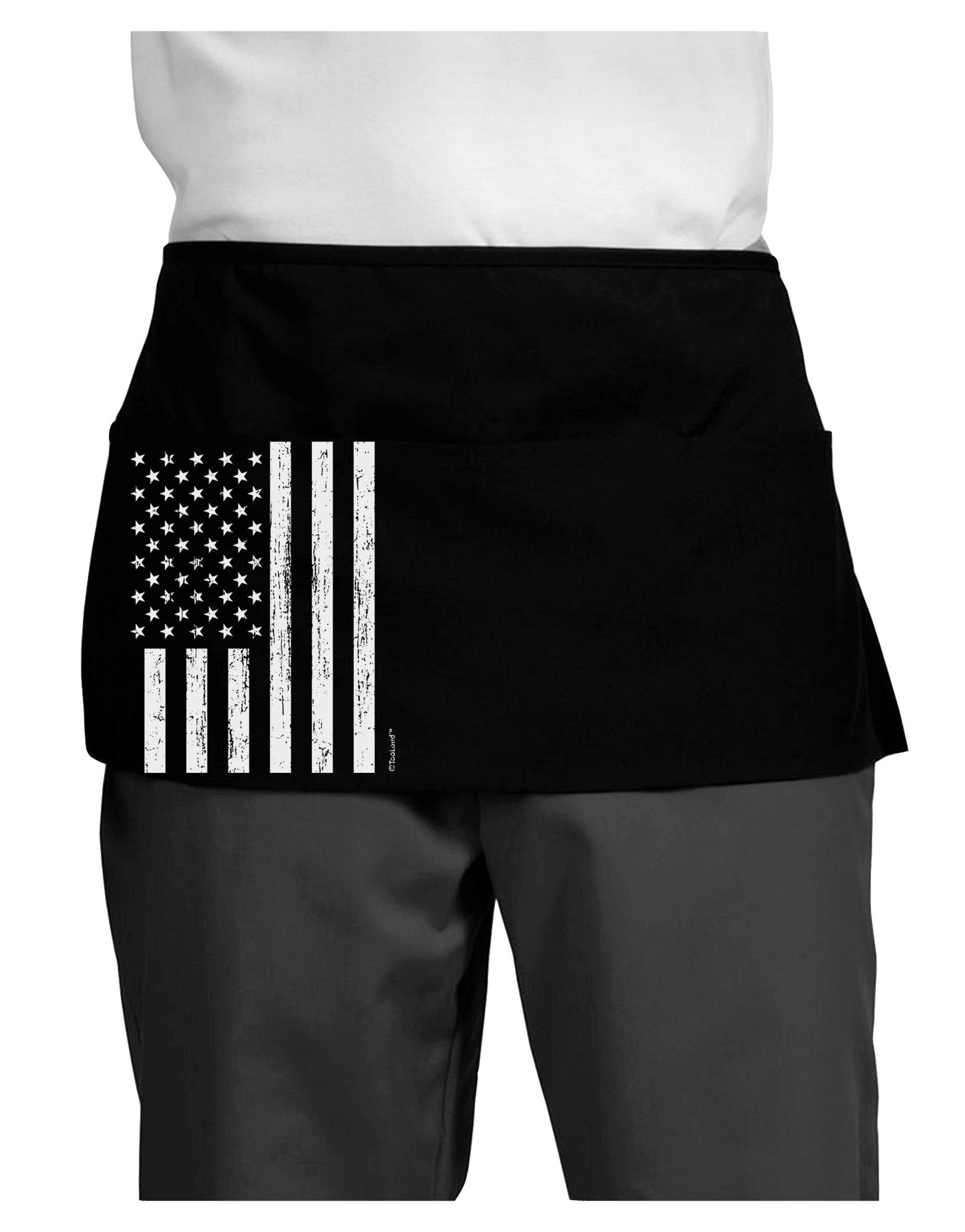 Stamp Style American Flag - Distressed Dark Adult Mini Waist Apron, Server Apron by TooLoud-Mini Waist Apron-TooLoud-Black-One-Size-Davson Sales