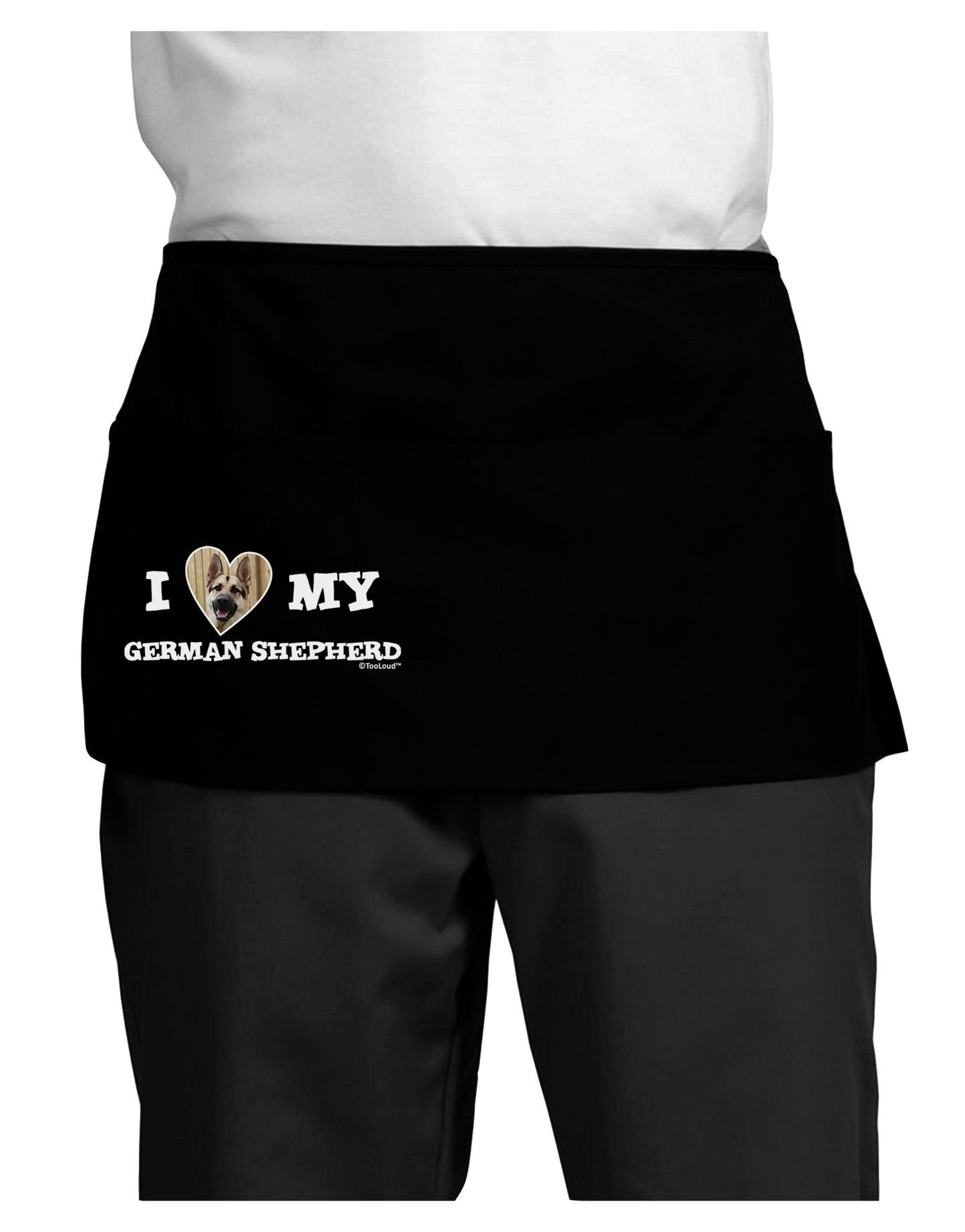 I Heart My German Shepherd Dark Adult Mini Waist Apron, Server Apron-Mini Waist Apron-TooLoud-Black-One-Size-Davson Sales