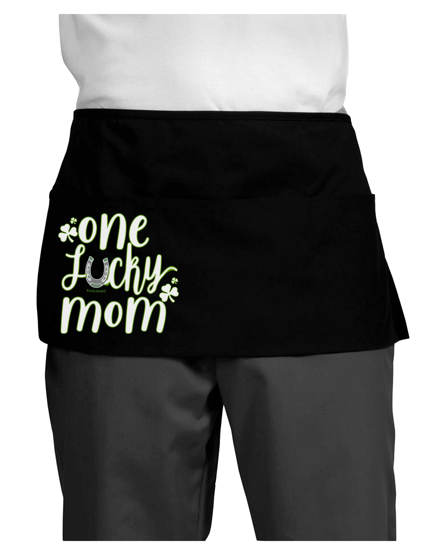 One Lucky Mom Shamrock Dark Dark Adult Mini Waist Apron-Aprons - Waist-TooLoud-Black-One-Size-Davson Sales