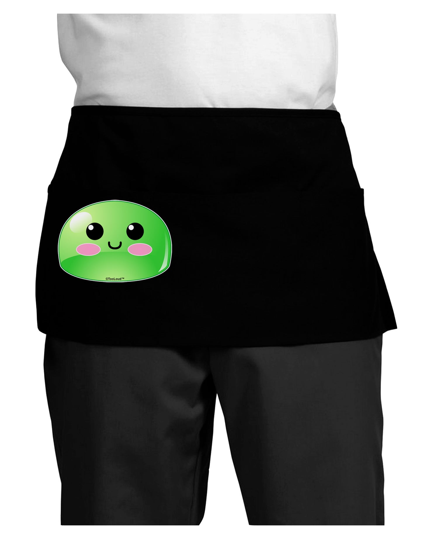 Cute RPG Slime - Green Dark Adult Mini Waist Apron, Server Apron by TooLoud-Mini Waist Apron-TooLoud-Black-One-Size-Davson Sales