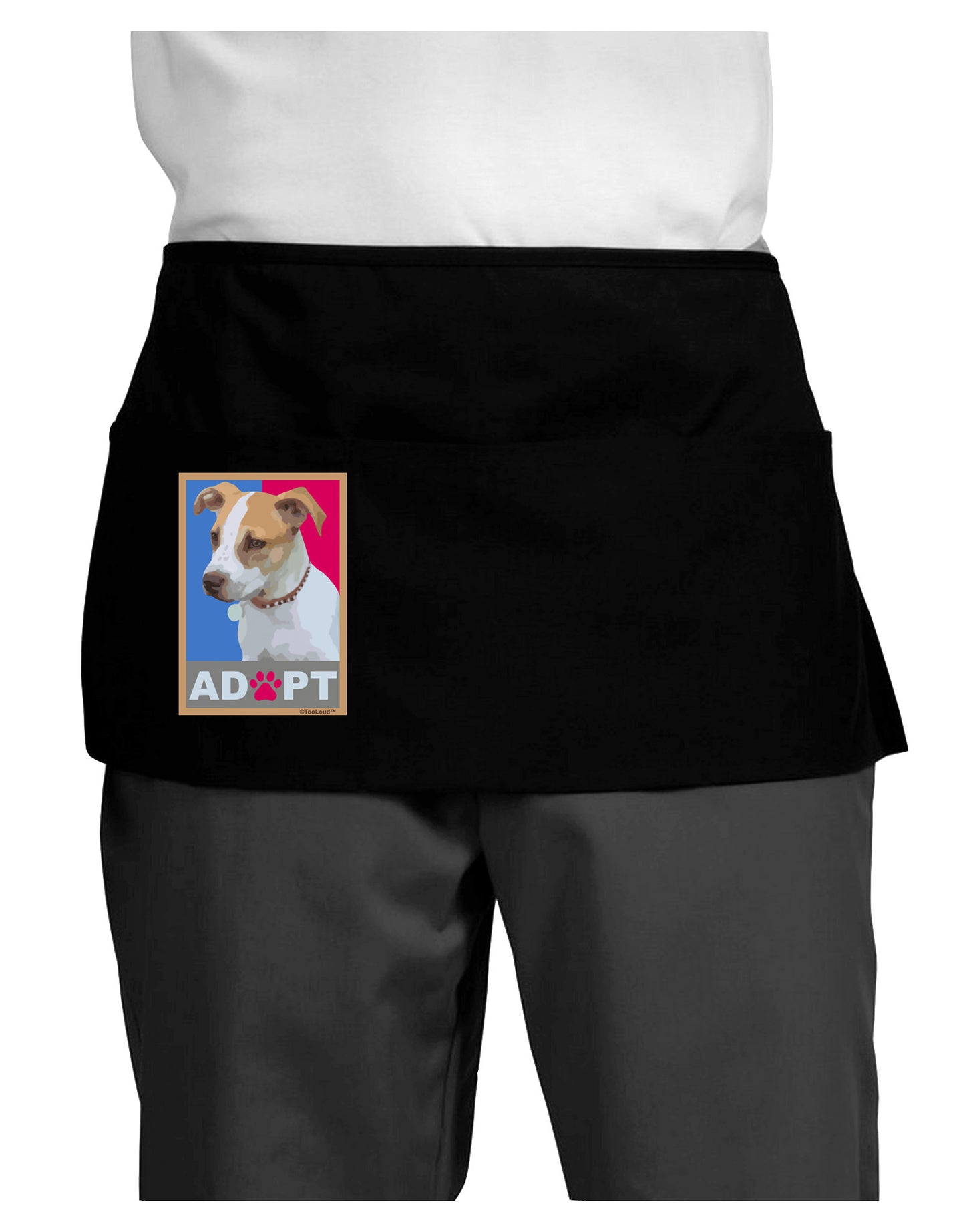 Adopt Cute Puppy Cat Adoption Dark Adult Mini Waist Apron, Server Apron-Mini Waist Apron-TooLoud-Black-One-Size-Davson Sales