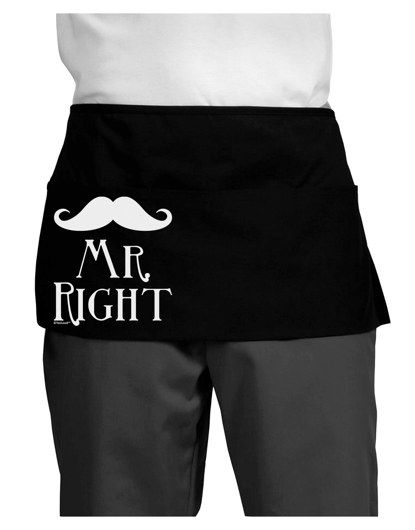 - Mr Right Dark Adult Mini Waist Apron, Server Apron-Mini Waist Apron-TooLoud-Black-One-Size-Davson Sales