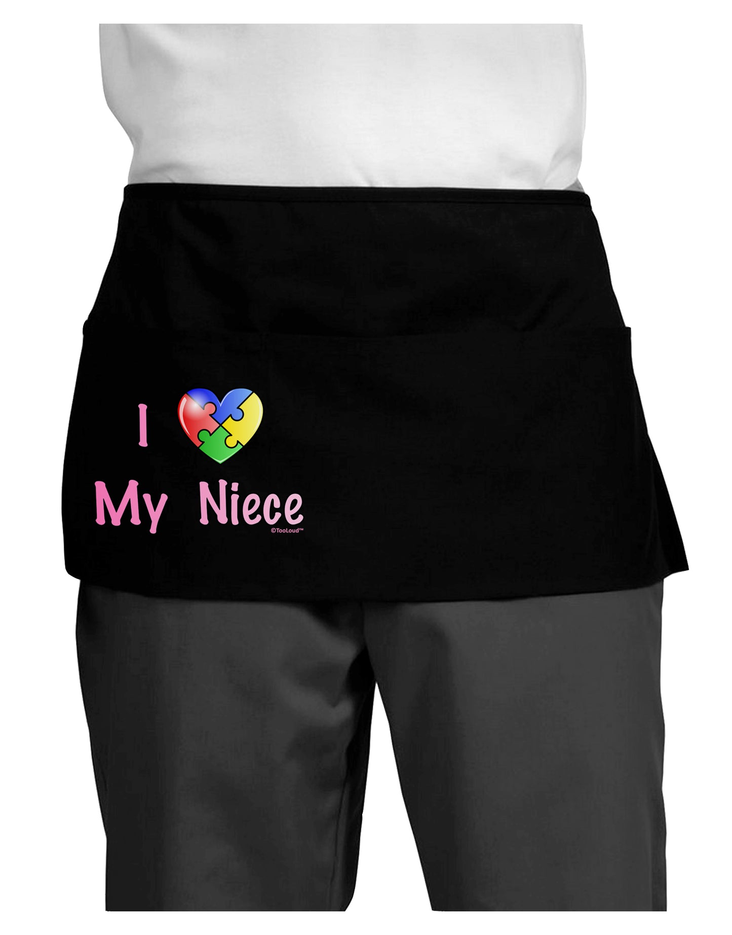I Heart My Niece - Autism Awareness Dark Adult Mini Waist Apron, Server Apron by TooLoud-Mini Waist Apron-TooLoud-Black-One-Size-Davson Sales