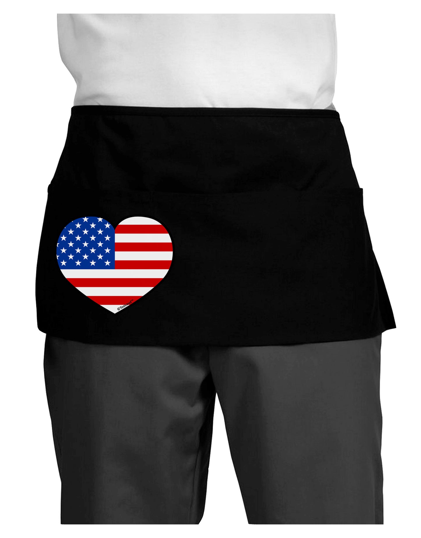 American Flag Heart Design Dark Adult Mini Waist Apron, Server Apron by TooLoud-Mini Waist Apron-TooLoud-Black-One-Size-Davson Sales