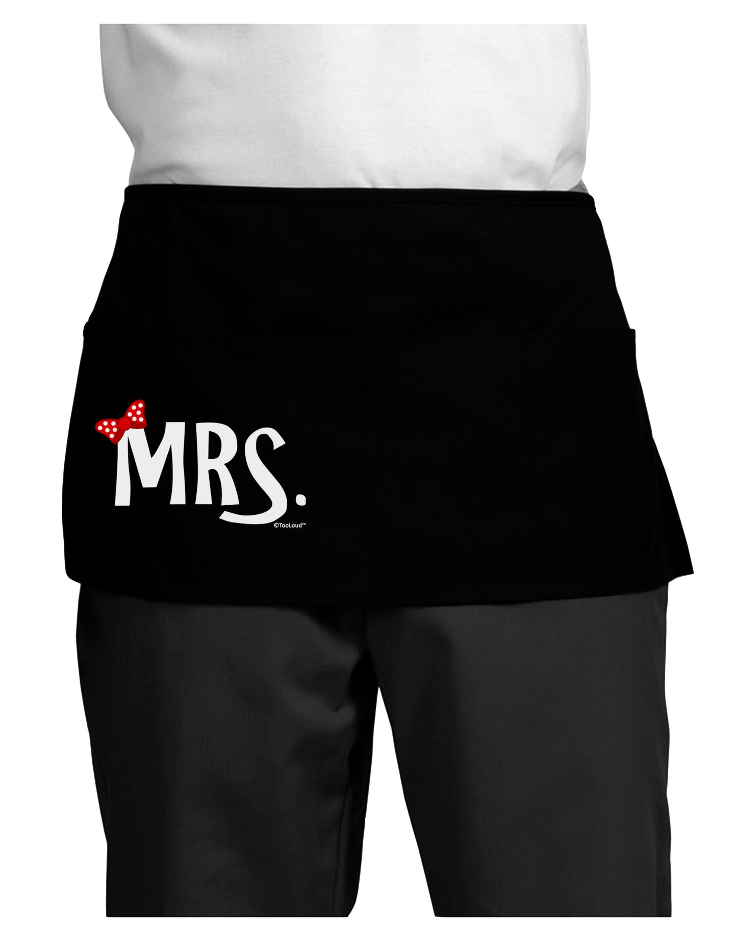 Matching Mr and Mrs Design - Mrs Bow Dark Adult Mini Waist Apron, Server Apron by TooLoud-Mini Waist Apron-TooLoud-Black-One-Size-Davson Sales