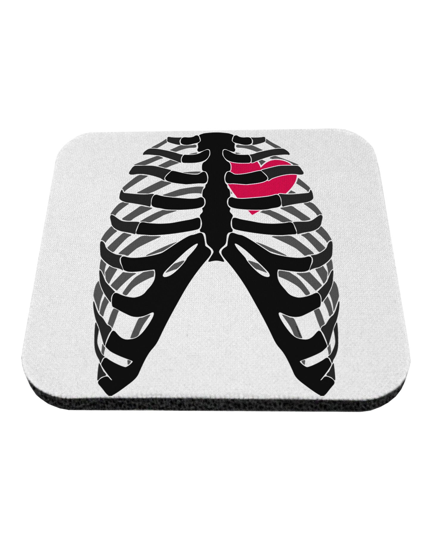 Black Skeleton Bones Ribcage with Heart Coaster-Coasters-TooLoud-White-Davson Sales