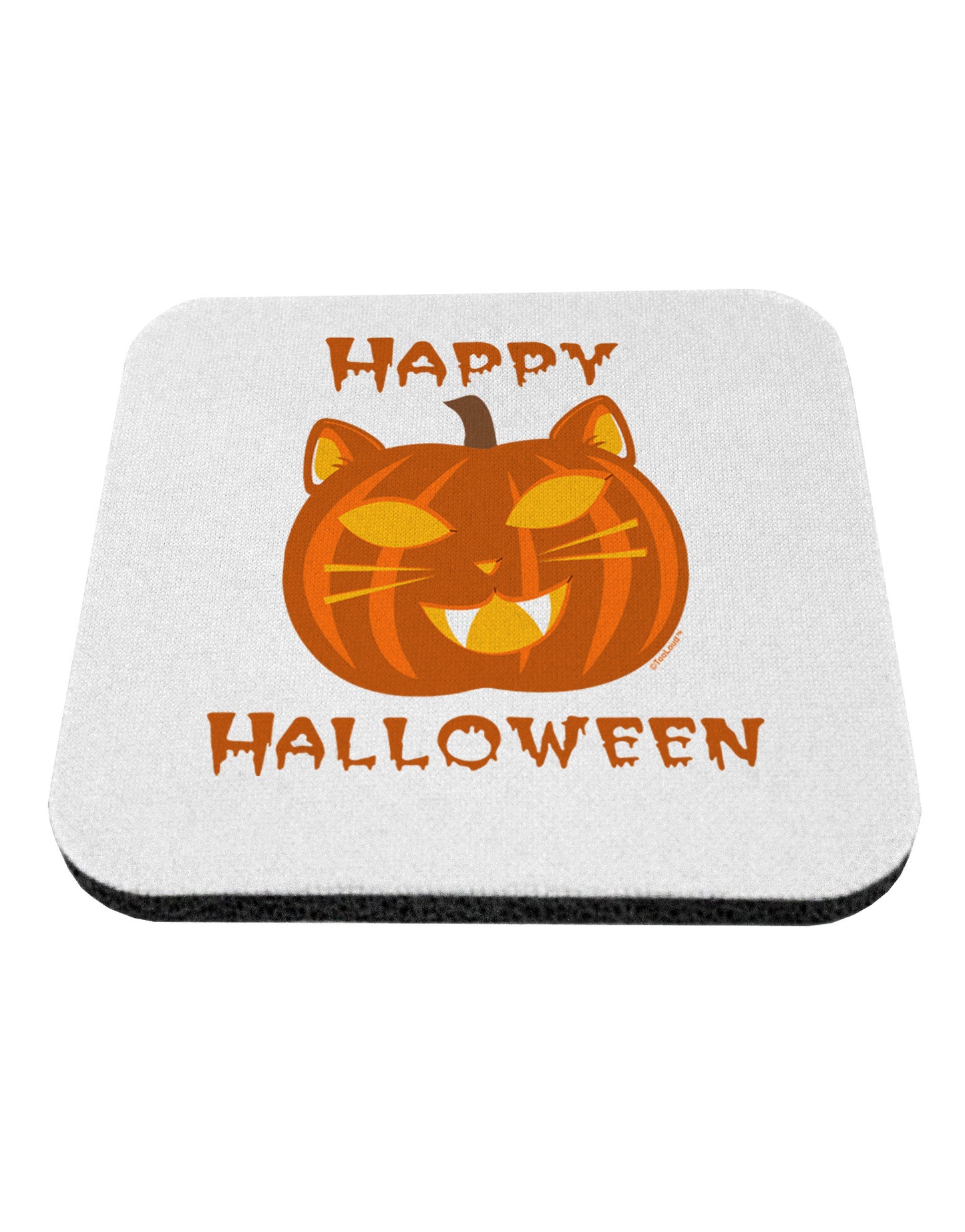 Cat-O-Lantern With Text Coaster-Coasters-TooLoud-White-Davson Sales