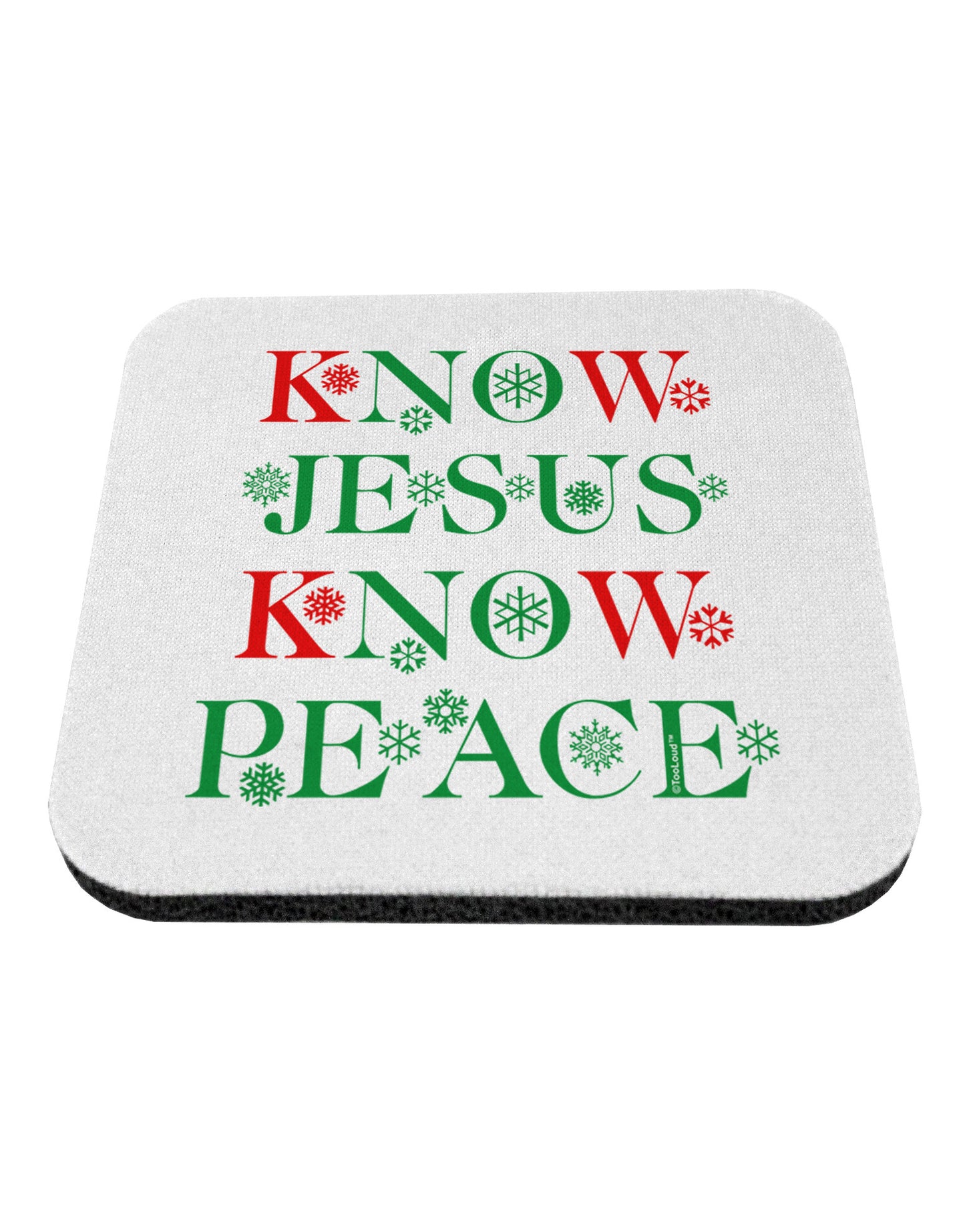 Know Jesus Know Peace Christmas Coaster-Coasters-TooLoud-White-Davson Sales