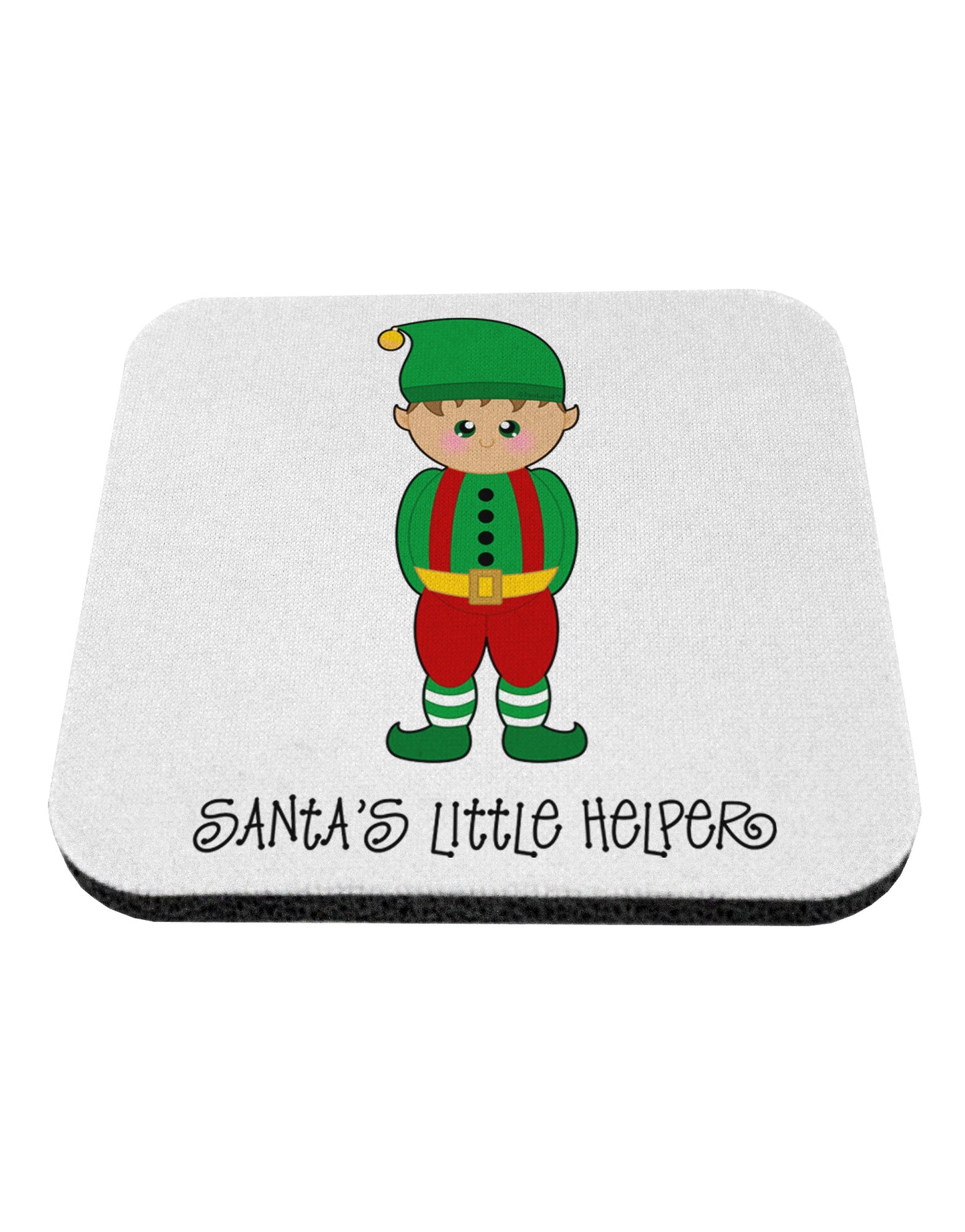 Santa's Little Helper Christmas Elf Boy Coaster-Coasters-TooLoud-White-Davson Sales