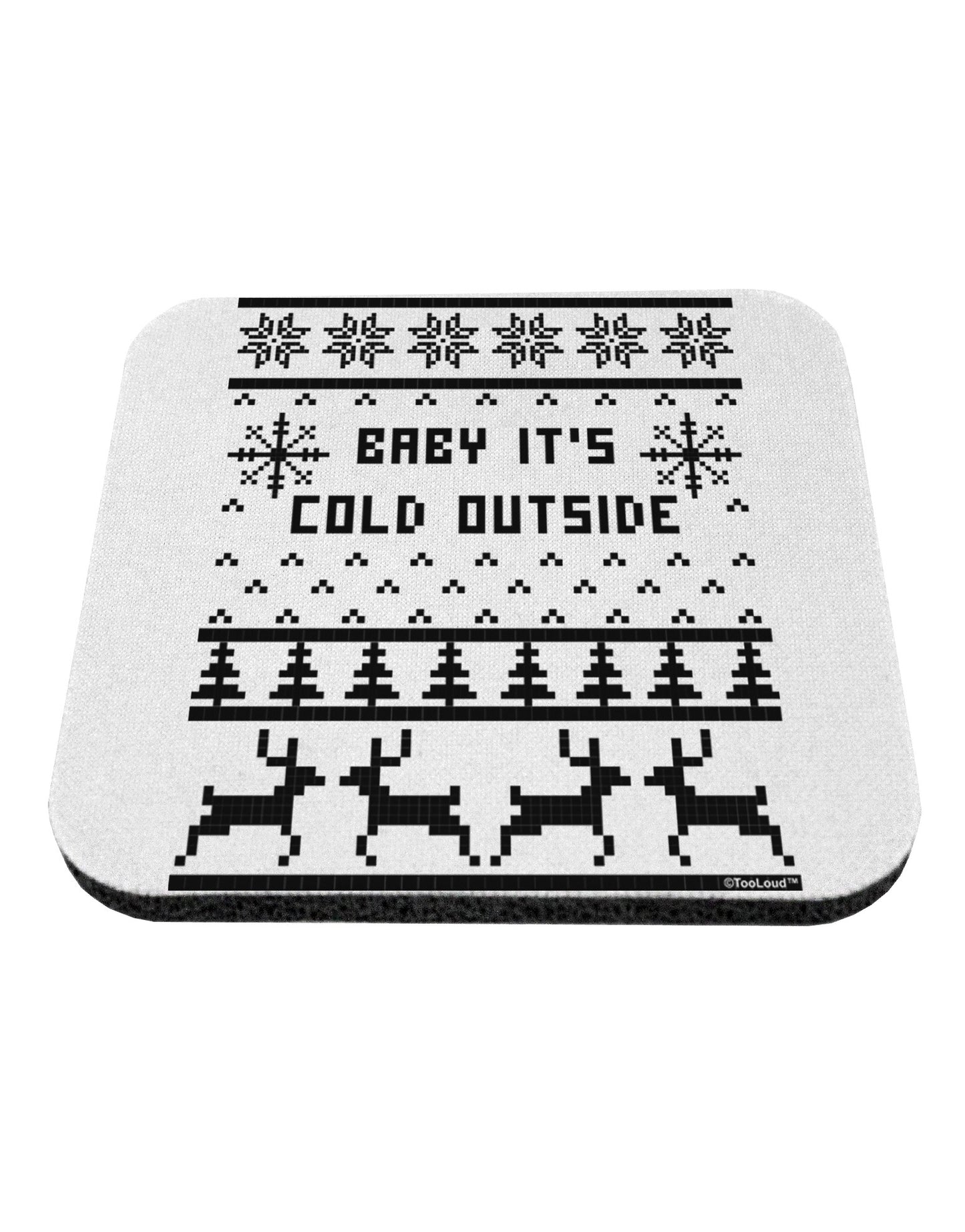 Baby It's Cold Outside Christmas Sweater Design Coaster-Coasters-TooLoud-White-Davson Sales