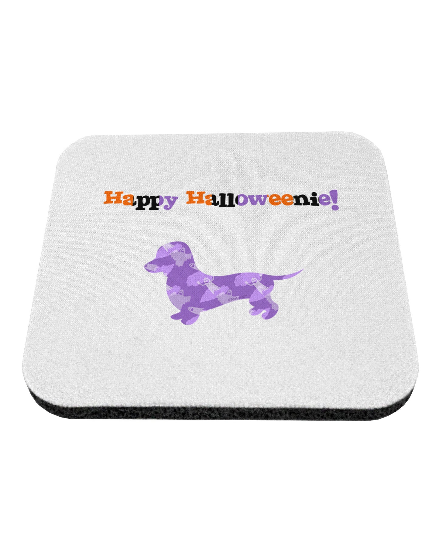 Happy Halloweenie Doxie Dog Halloween Coaster-Coasters-TooLoud-White-Davson Sales