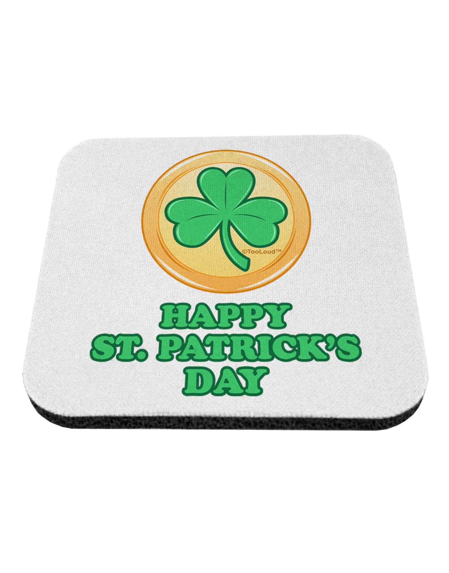 Shamrock Button - St Patrick's Day Coaster by TooLoud-Coasters-TooLoud-White-Davson Sales
