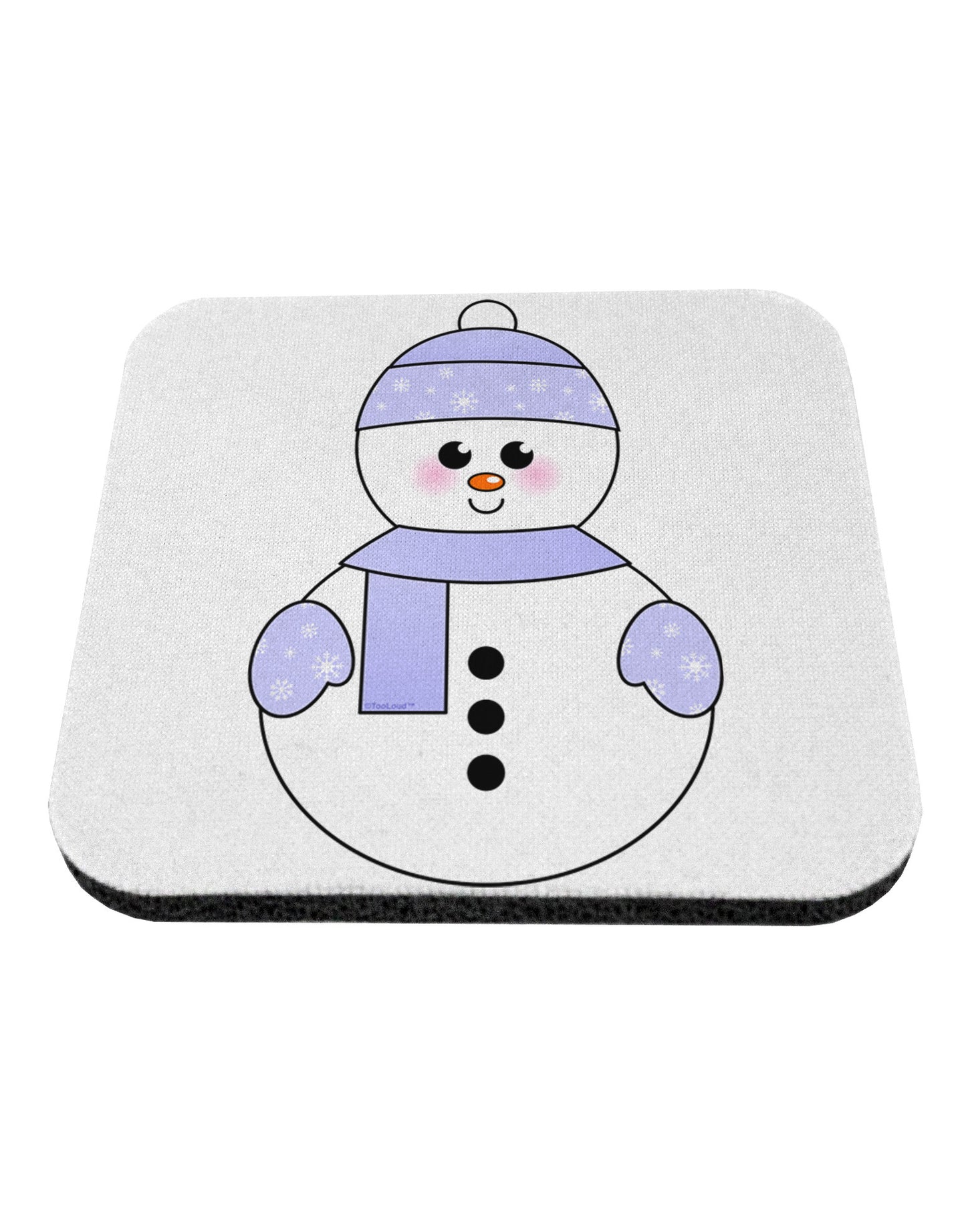 Cute Snowman With Hat and Scarf Christmas Coaster-Coasters-TooLoud-White-Davson Sales