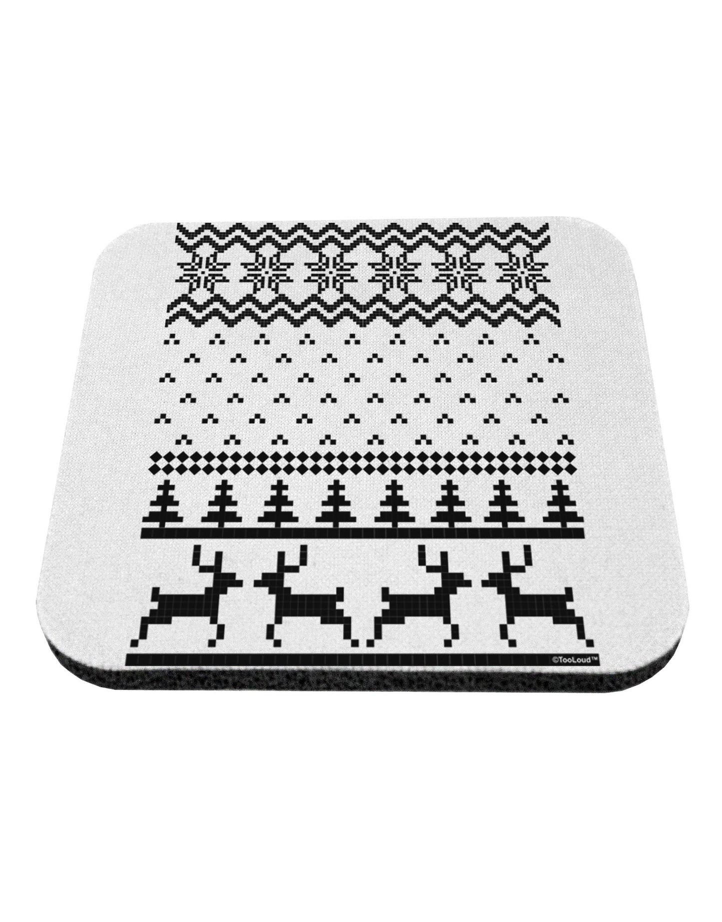 Ugly Christmas Sweater Snowflake Reindeer Pattern Coaster-Coasters-TooLoud-White-Davson Sales