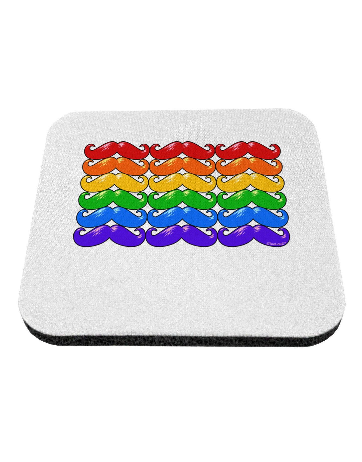 Rainbow Mustaches Gay Pride Flag Coaster-Coasters-TooLoud-White-Davson Sales